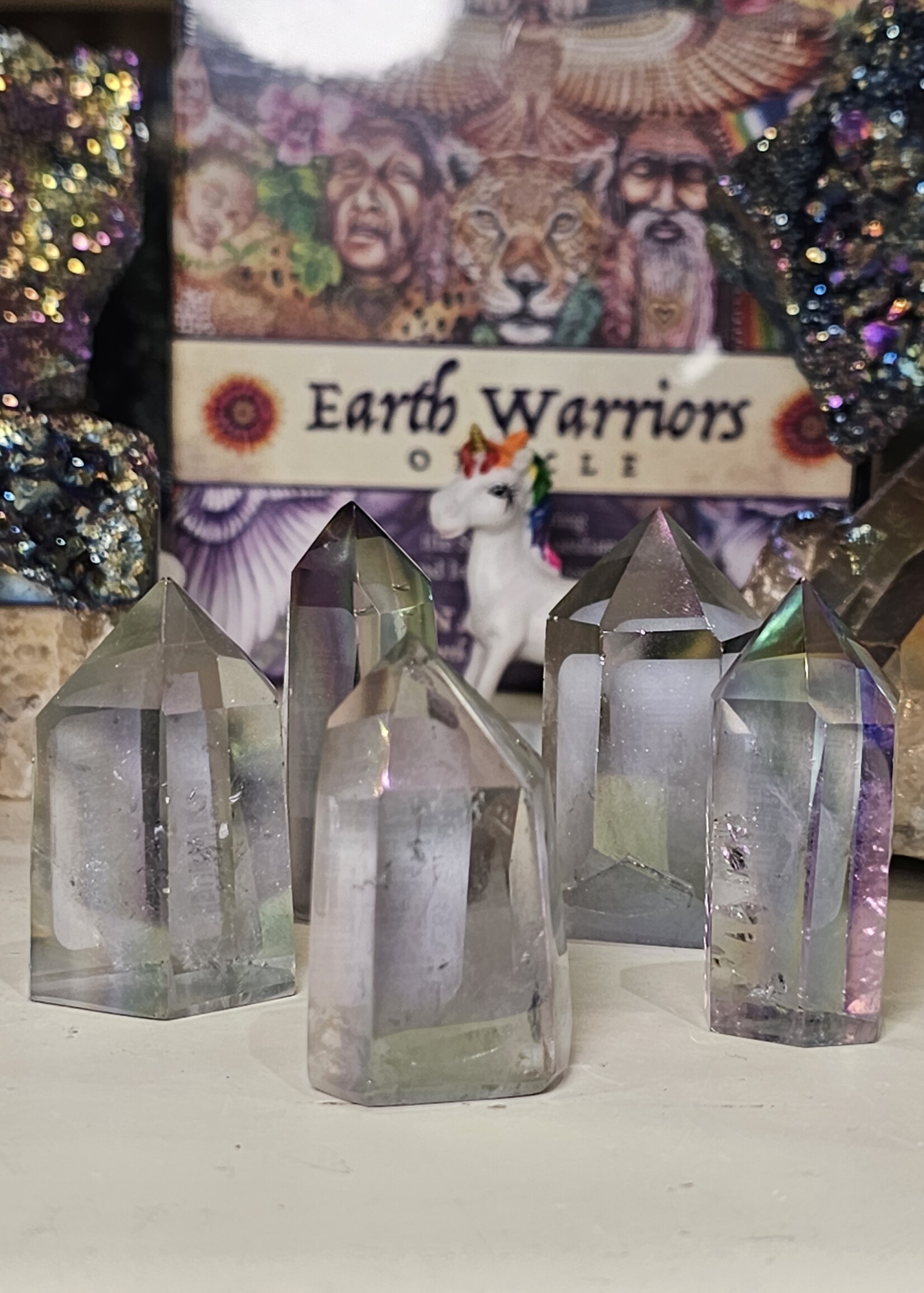 Rainbow Aura Quartz Tower