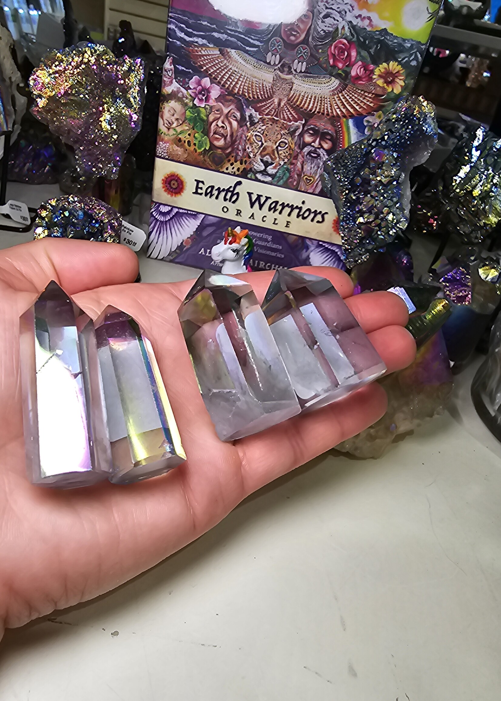 Rainbow Aura Quartz Tower