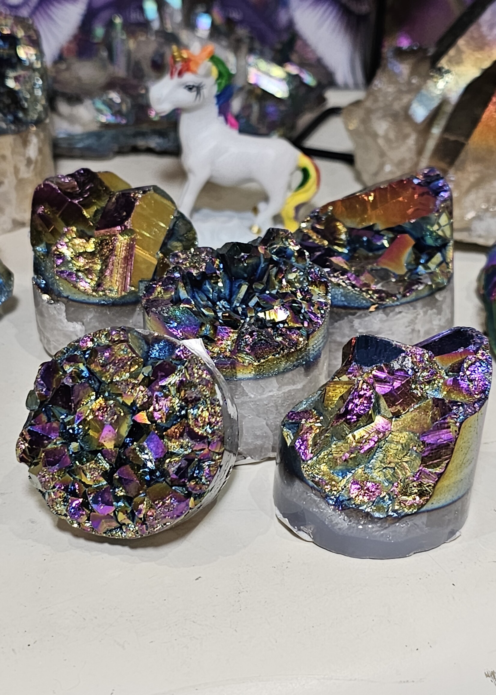 Rainbow Aura Amethyst Cylinder D1.5"x H1-1.5"