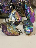 Rainbow Aura Amethyst Point Keychain