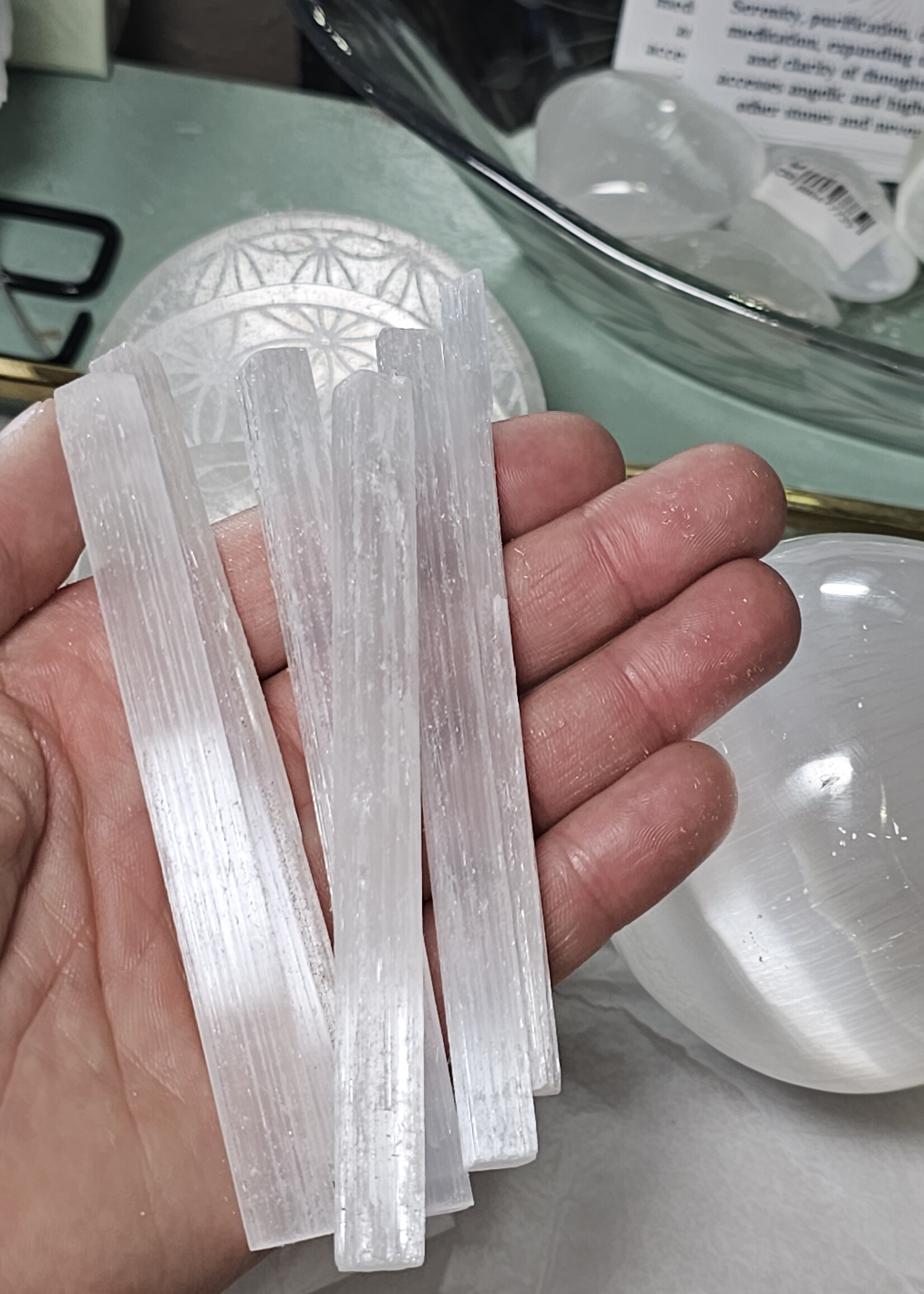 Selenite  Sticks for Grinding L 4" x D 0.5"