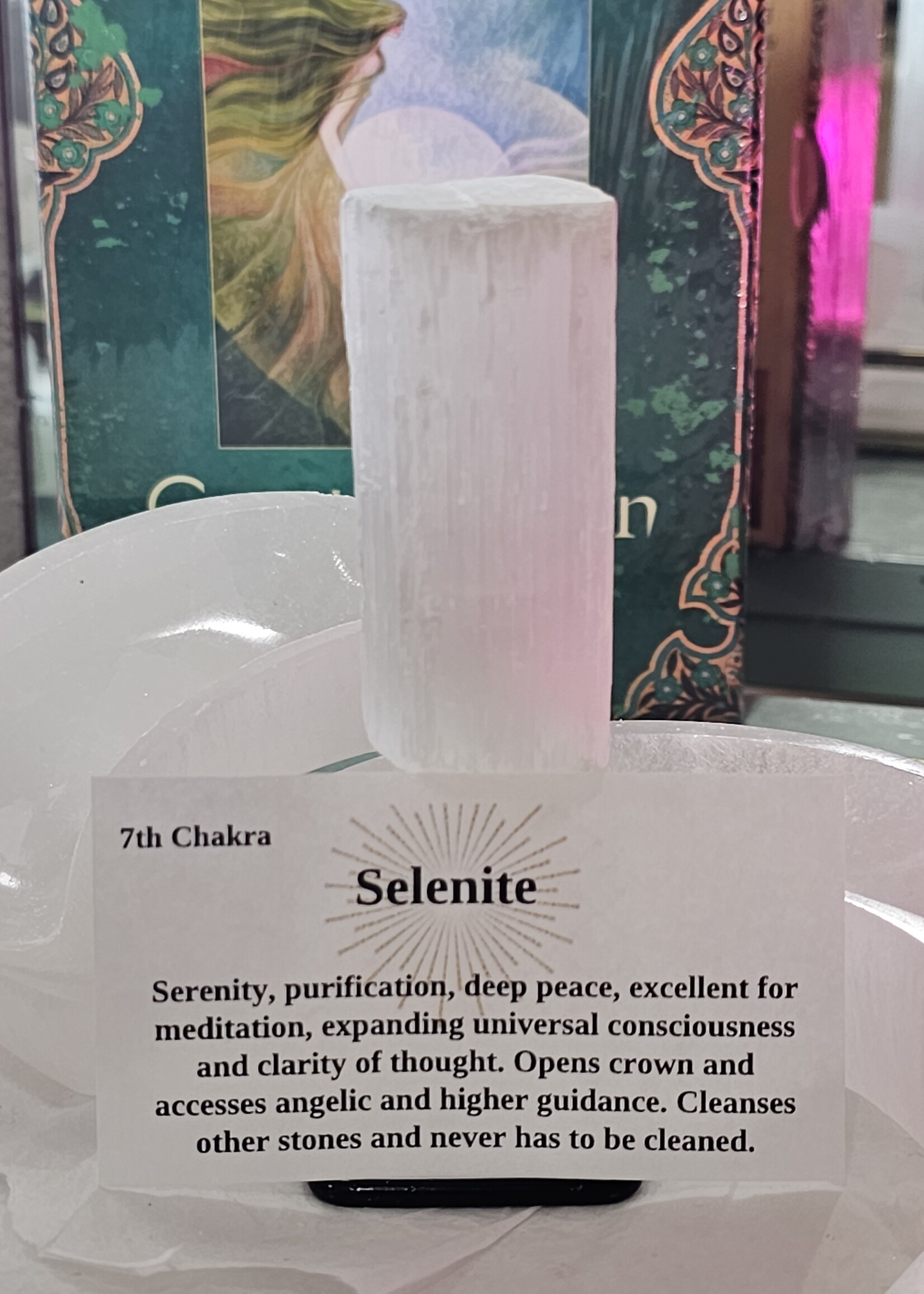 Mini Selenite on Pin H 4.5" x W 1.5"