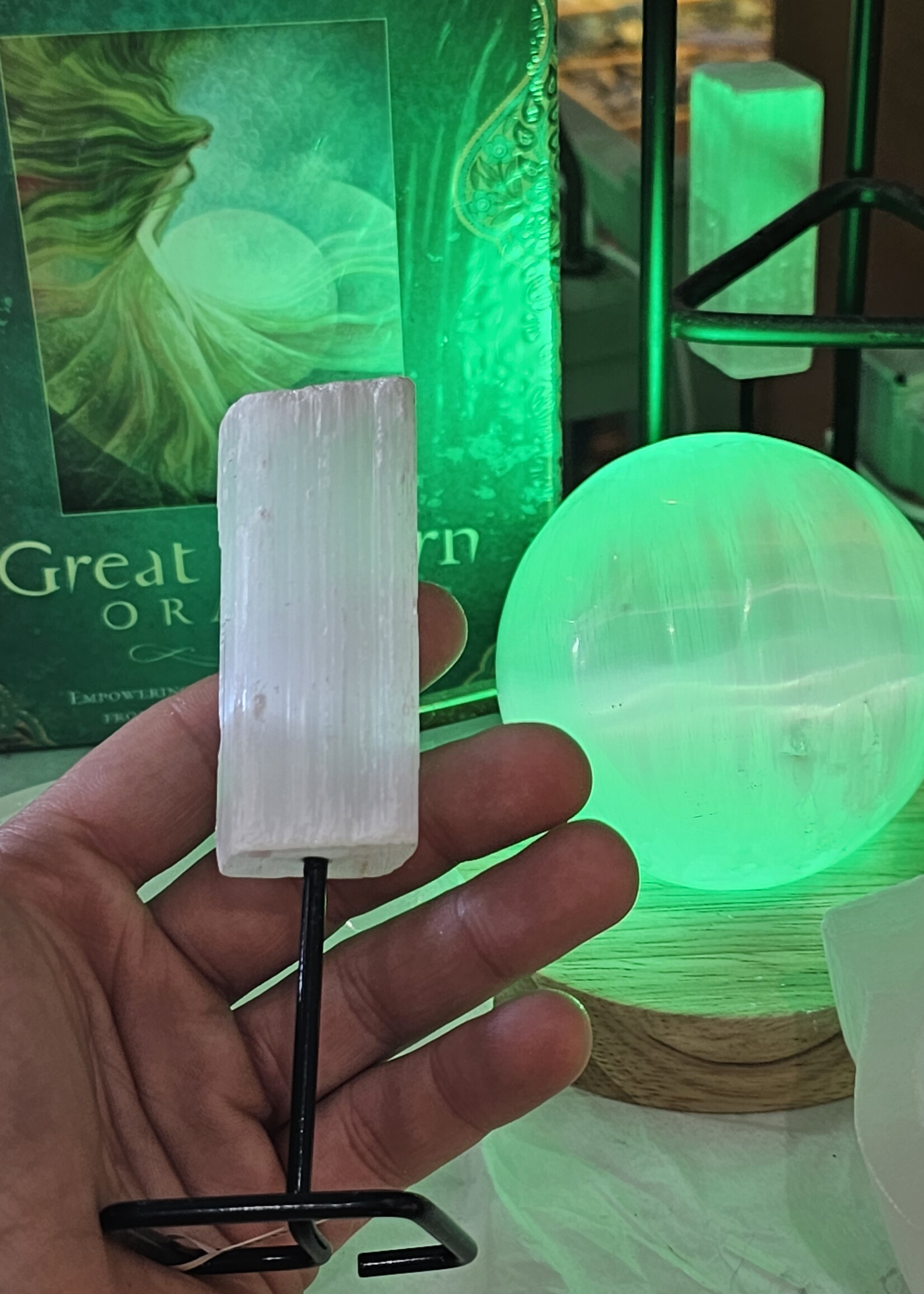 Mini Selenite on Pin H 4.5" x W 1.5"