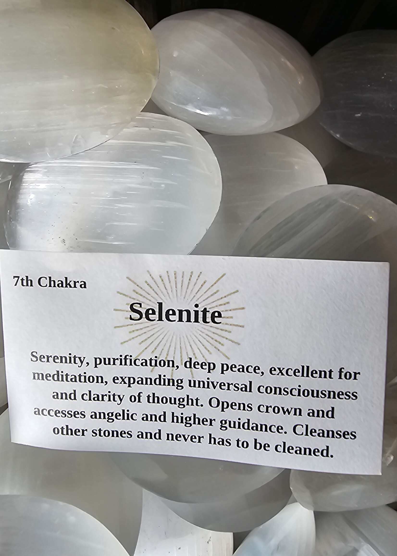 Selenite Palm Stone 3" x 2"