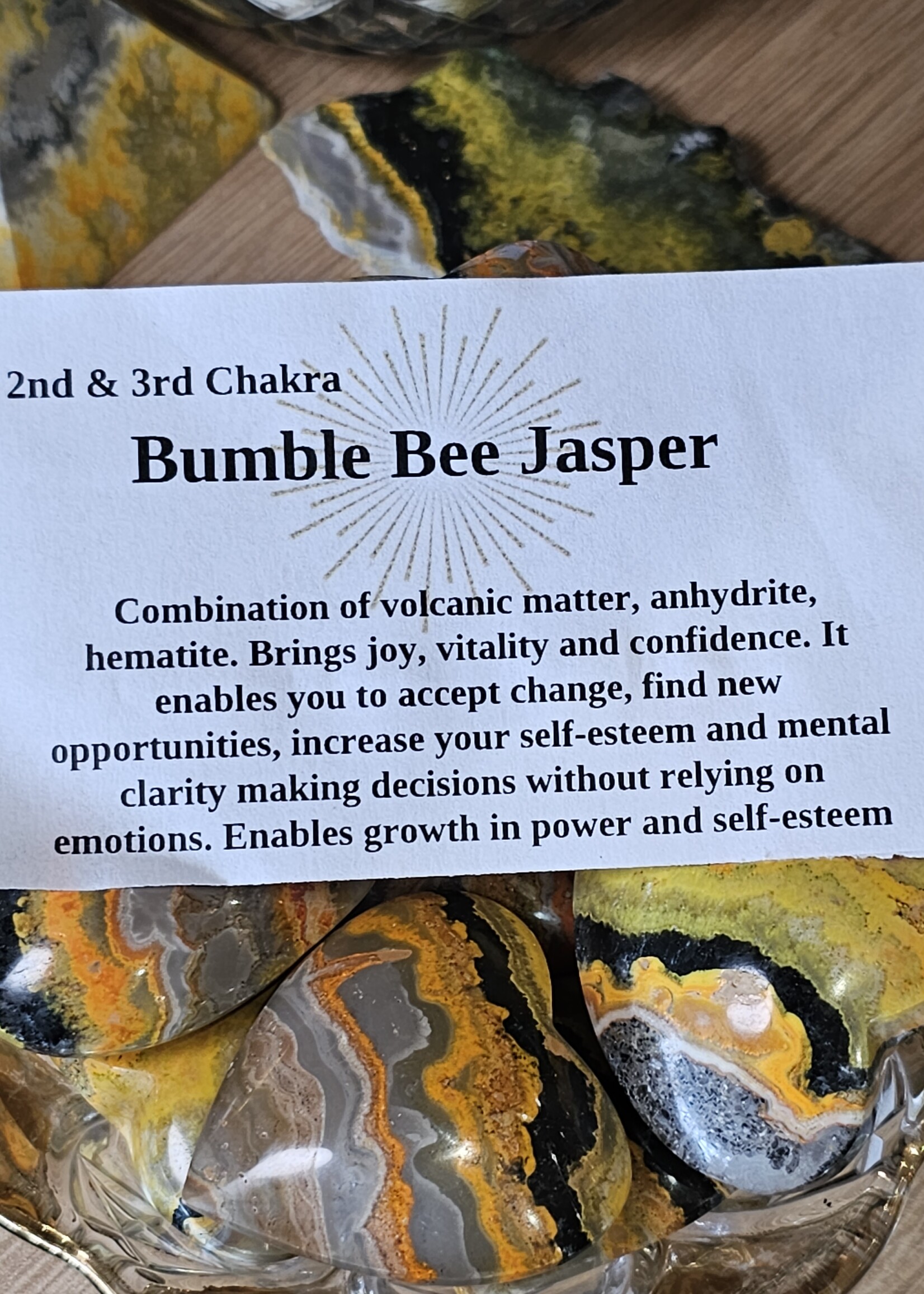 Bumble Bee Jasper Heart 1.5" x 1.5"