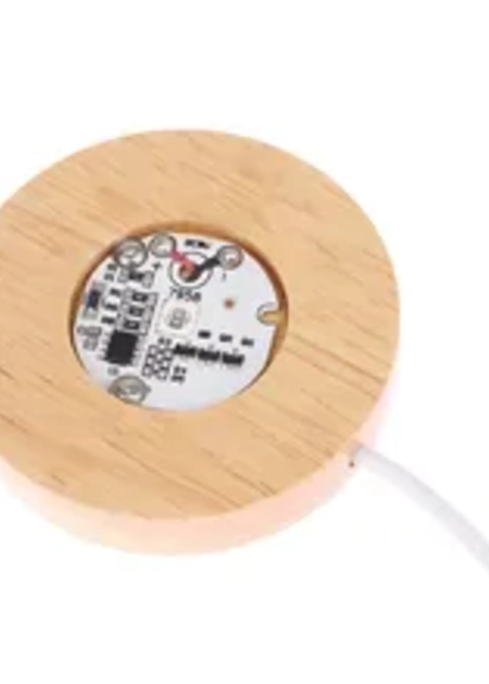 7 Color Changing LED Wood Base Light USB Plug LG 10cm