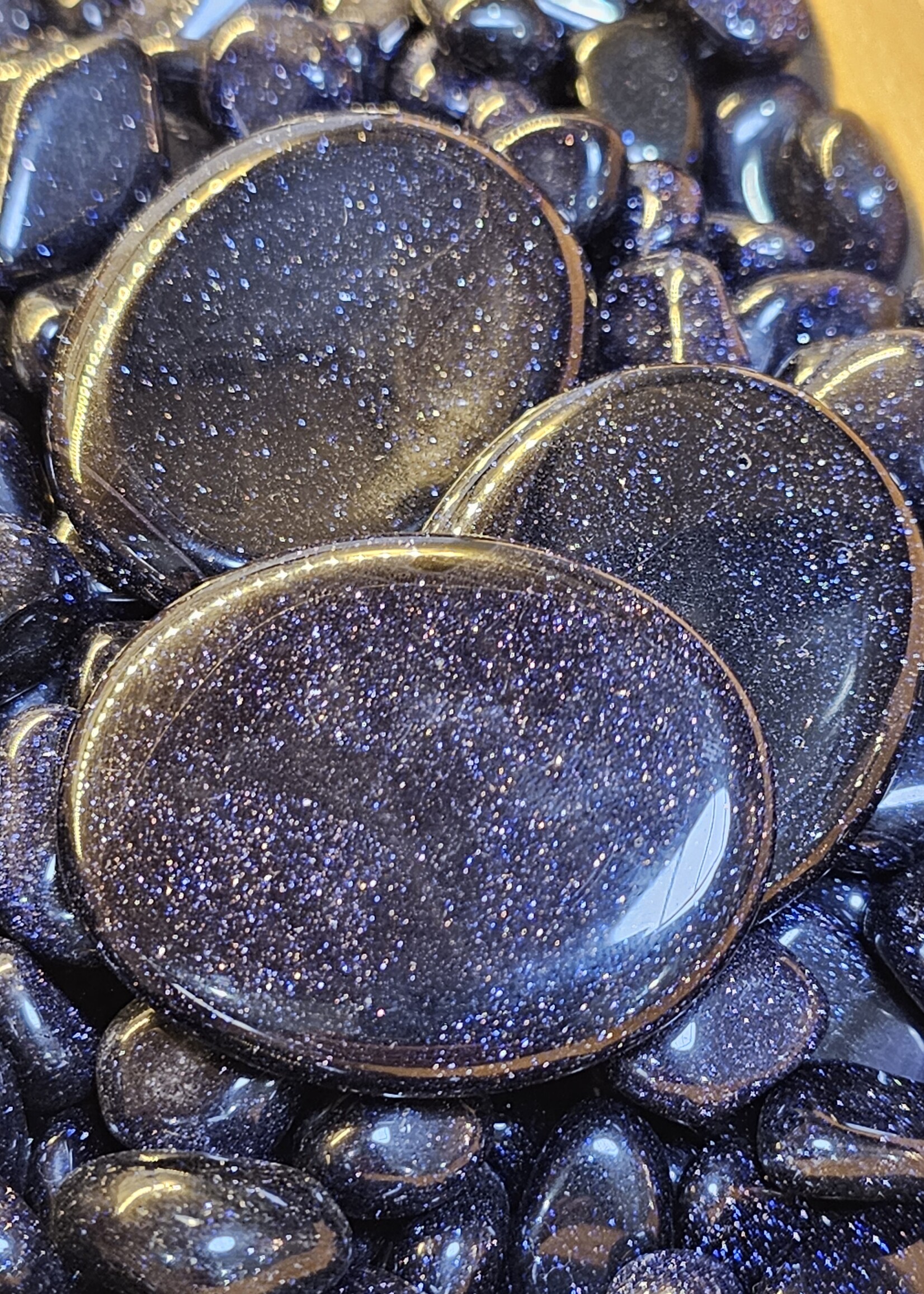 Blue Goldstone Worry Stone 1.5" x 2"