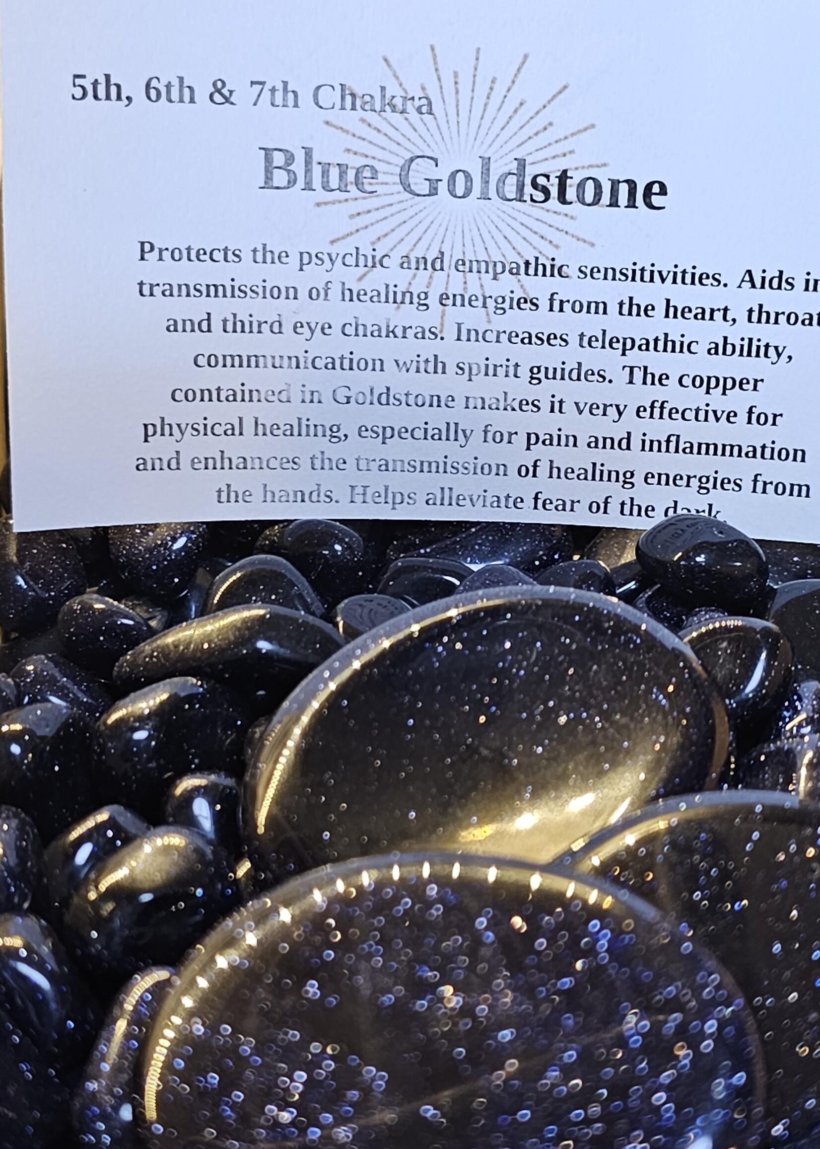Blue Goldstone Worry Stone 1.5" x 2"