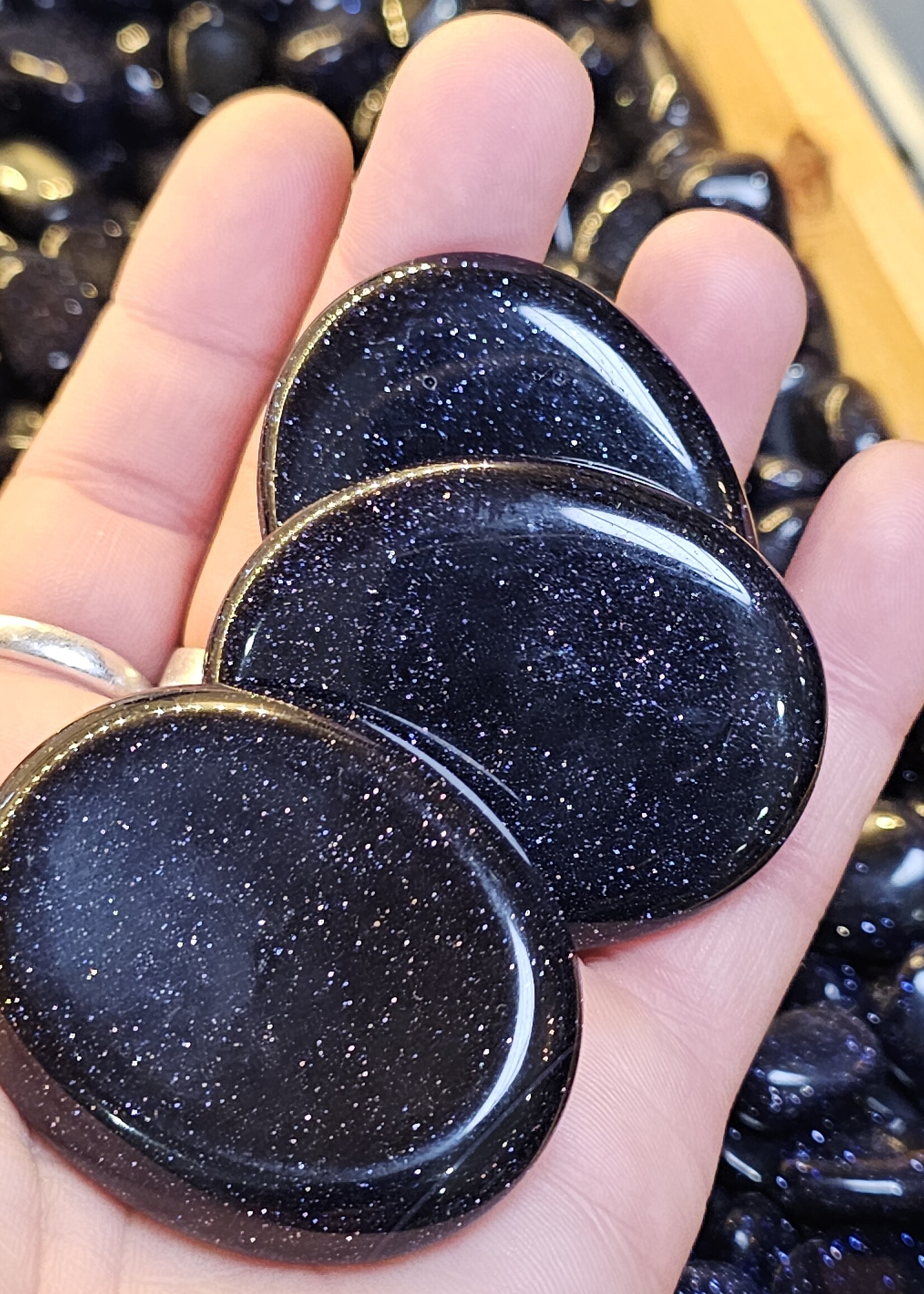 Blue Goldstone Worry Stone 1.5" x 2"