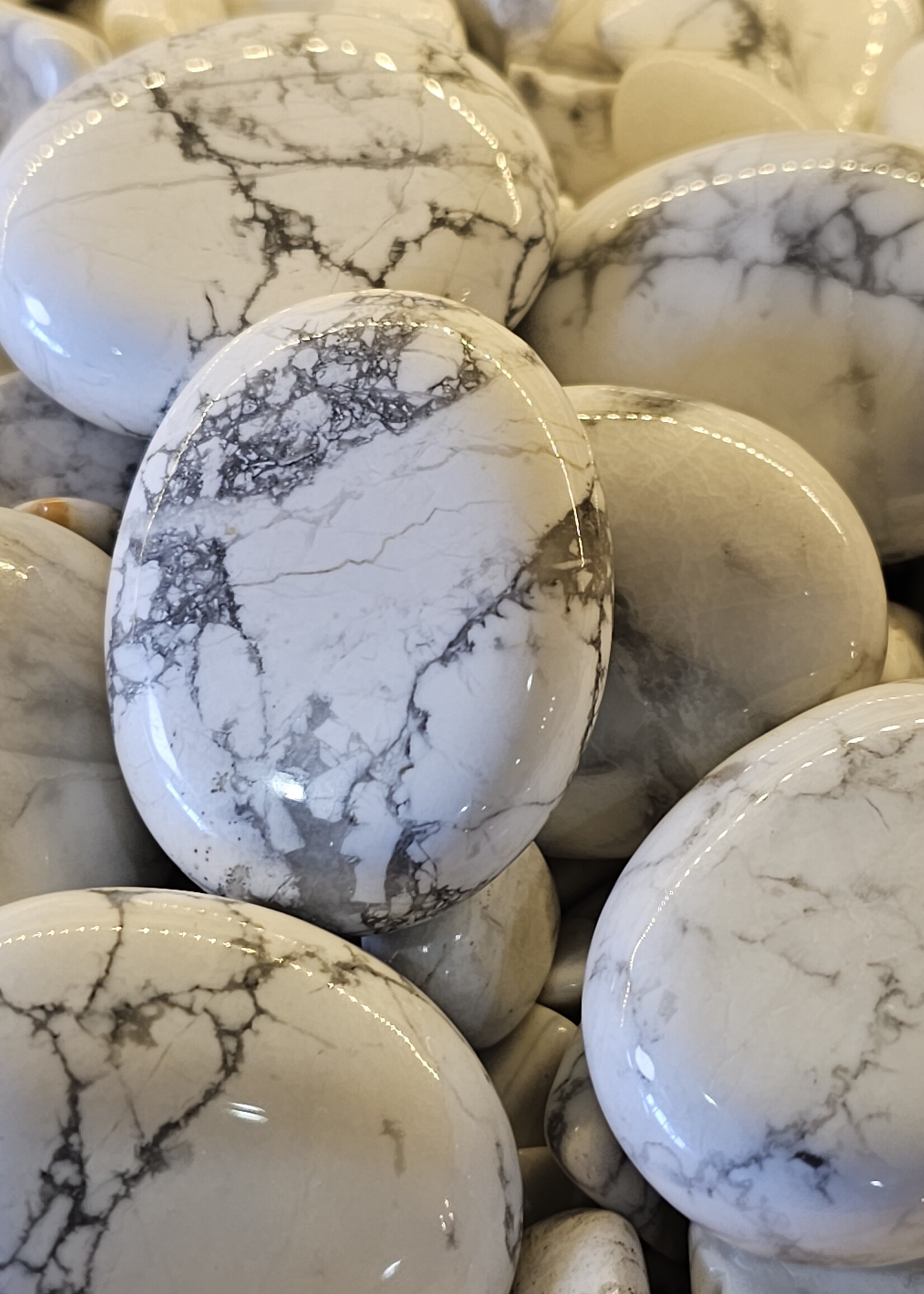 Howlite Palm Stone 1.5" x 2"