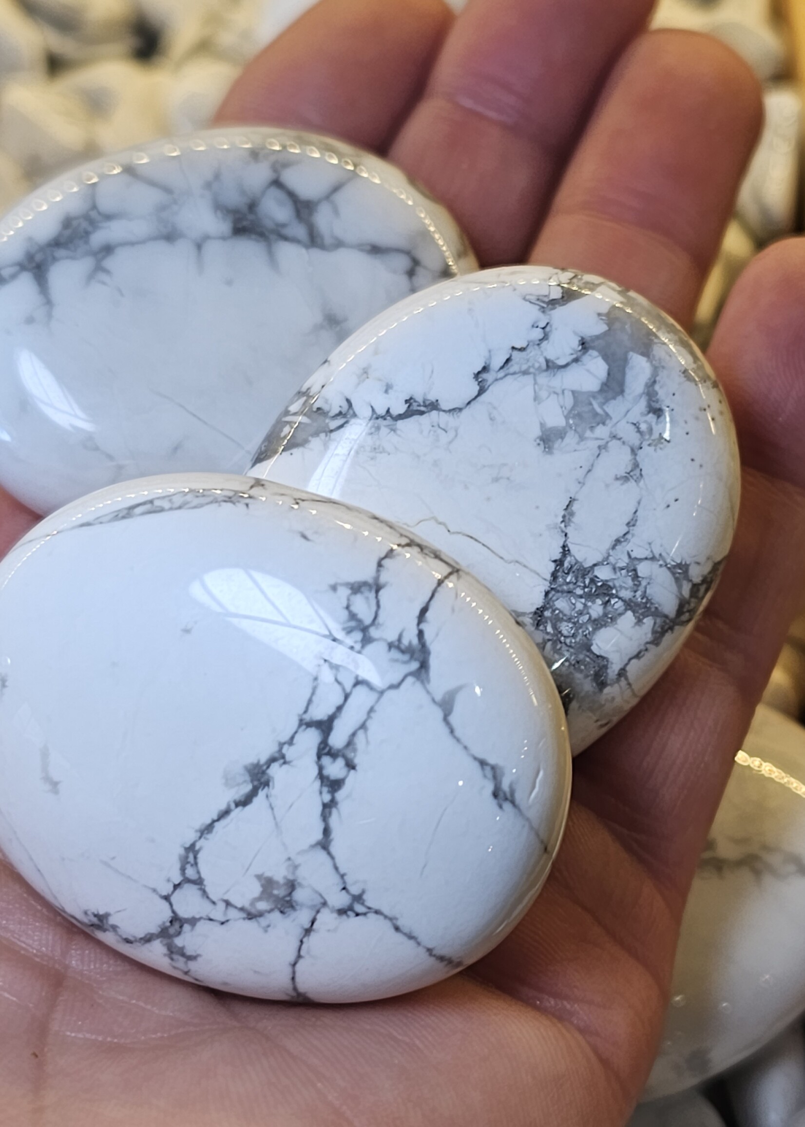Howlite Palm Stone 1.5" x 2"