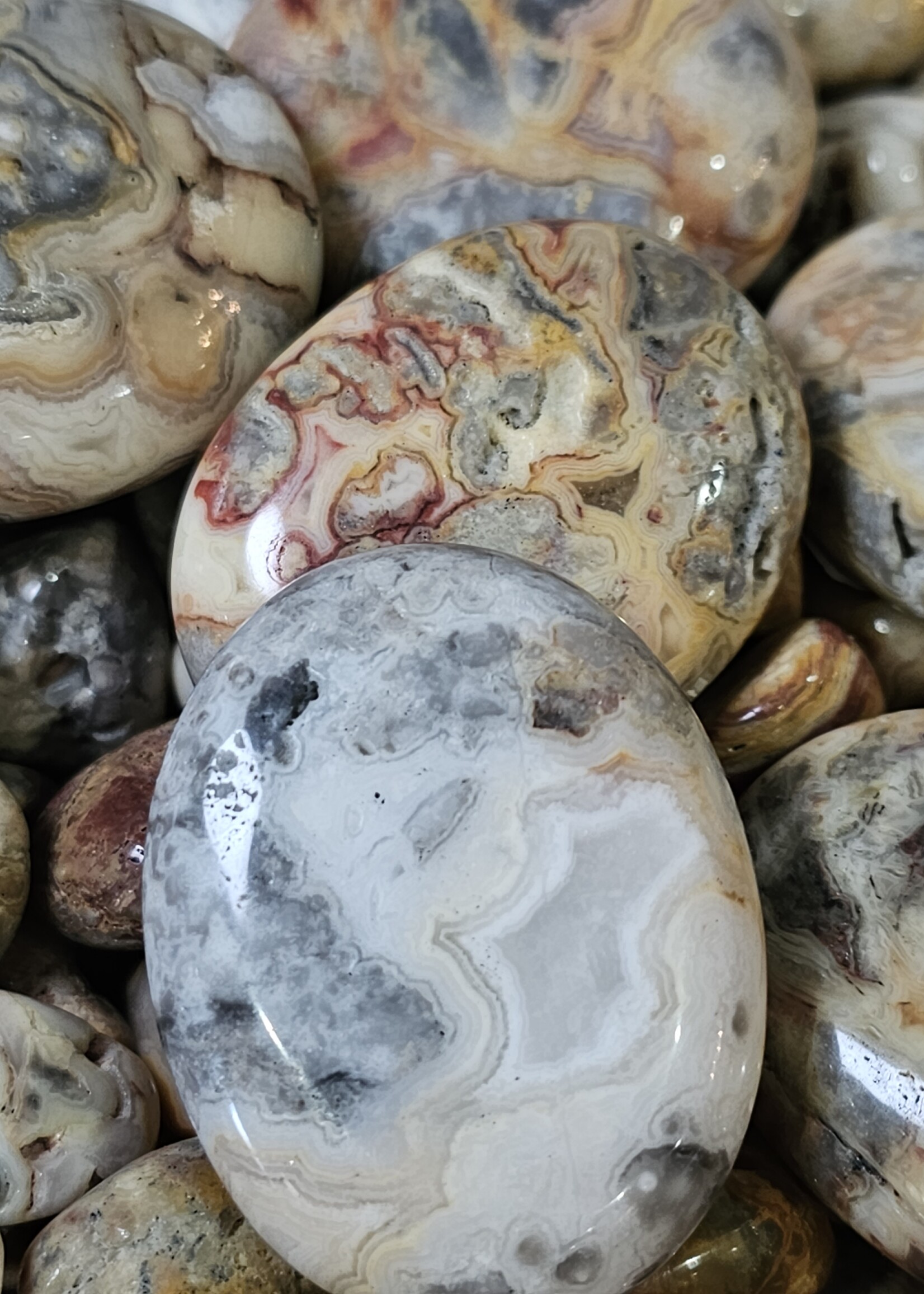 Crazy Lace Agate  Palm 1.5" x 2"