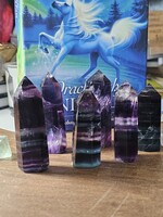 Rainbow Fluorite Tower 6 sided H2.5" x W.75"