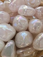 Angel Aura (Titanium) Rose Quartz Tumbled, Medium