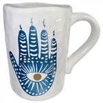 Hamsa Mug Ceramic white/blue 3.88"