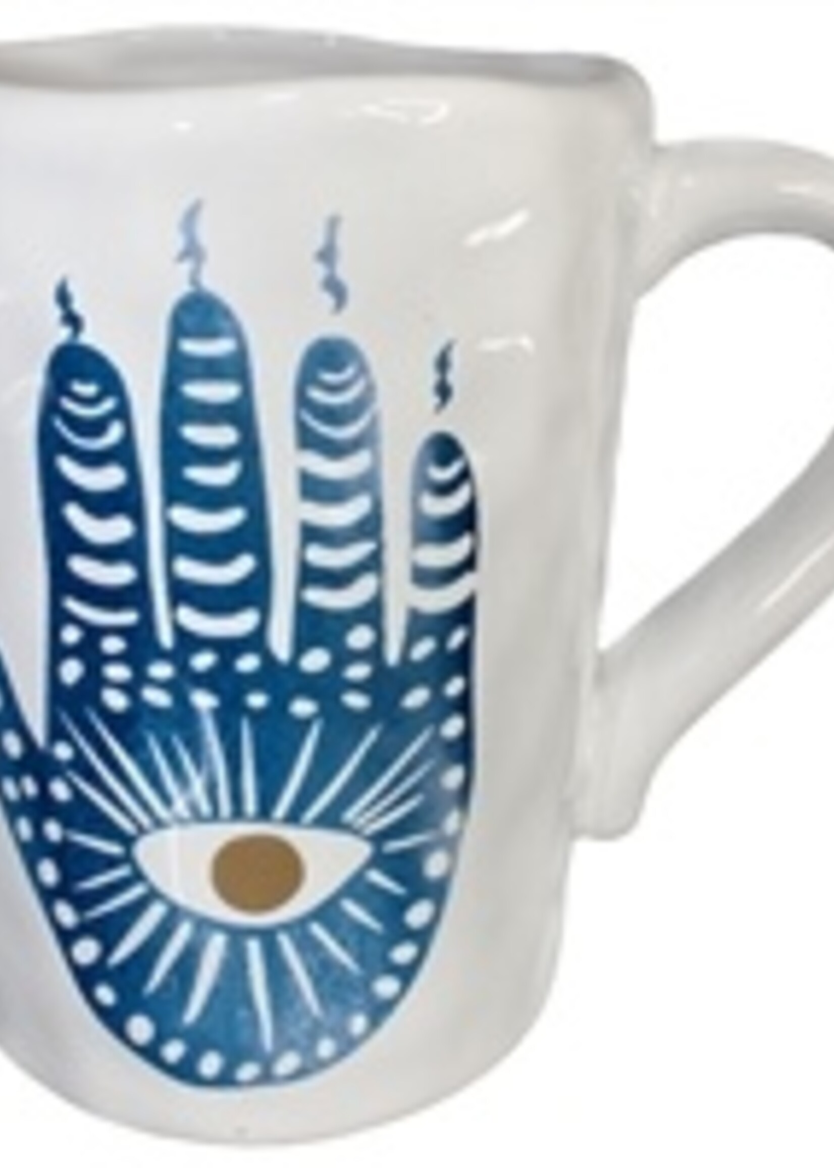 Hamsa Mug Ceramic white/blue 3.88"