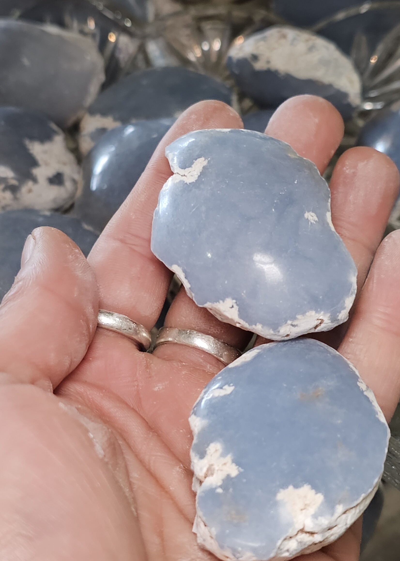 Angelite Half Polished Palm Stone 1.5-2"