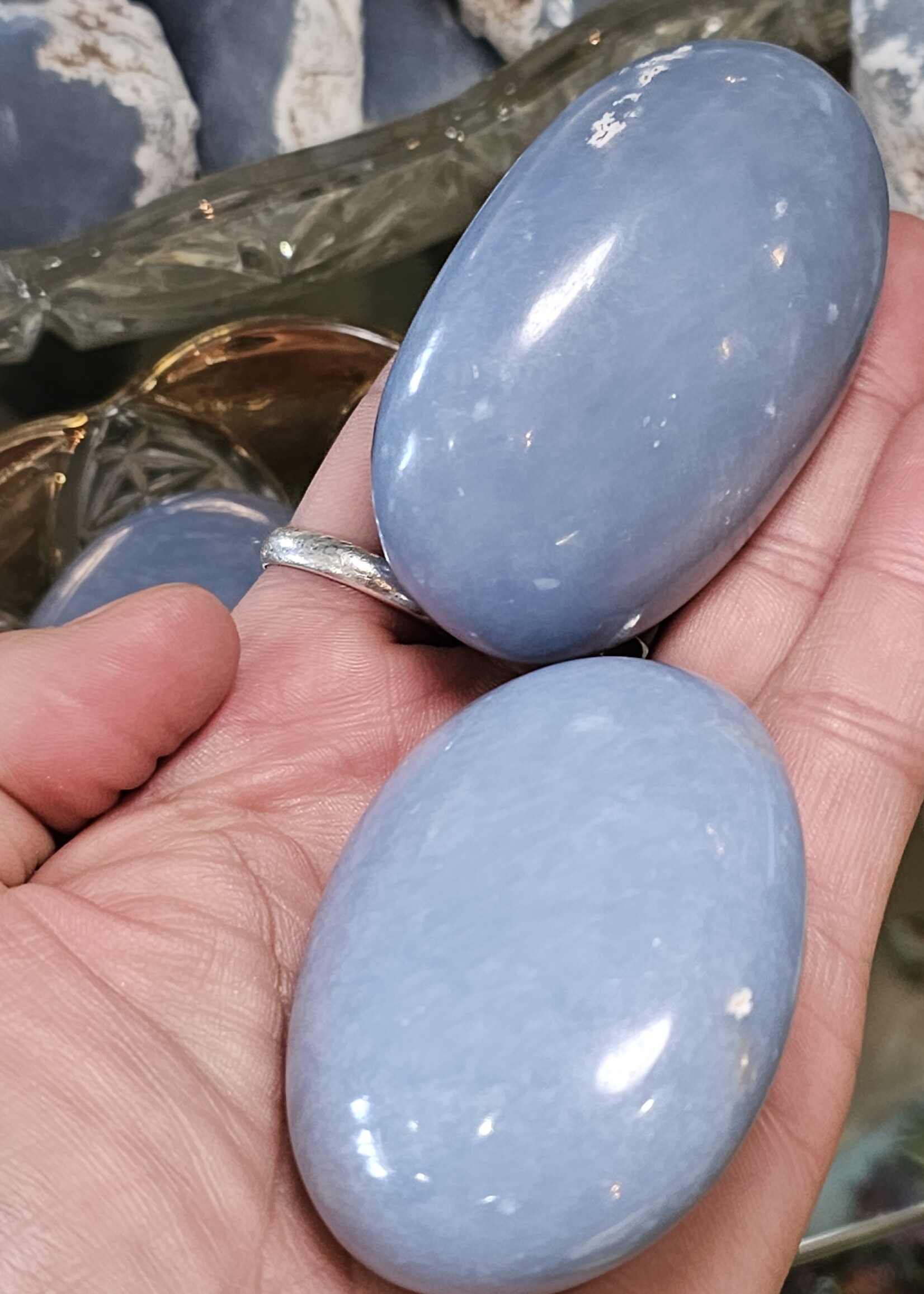 Angelite Palm Stone