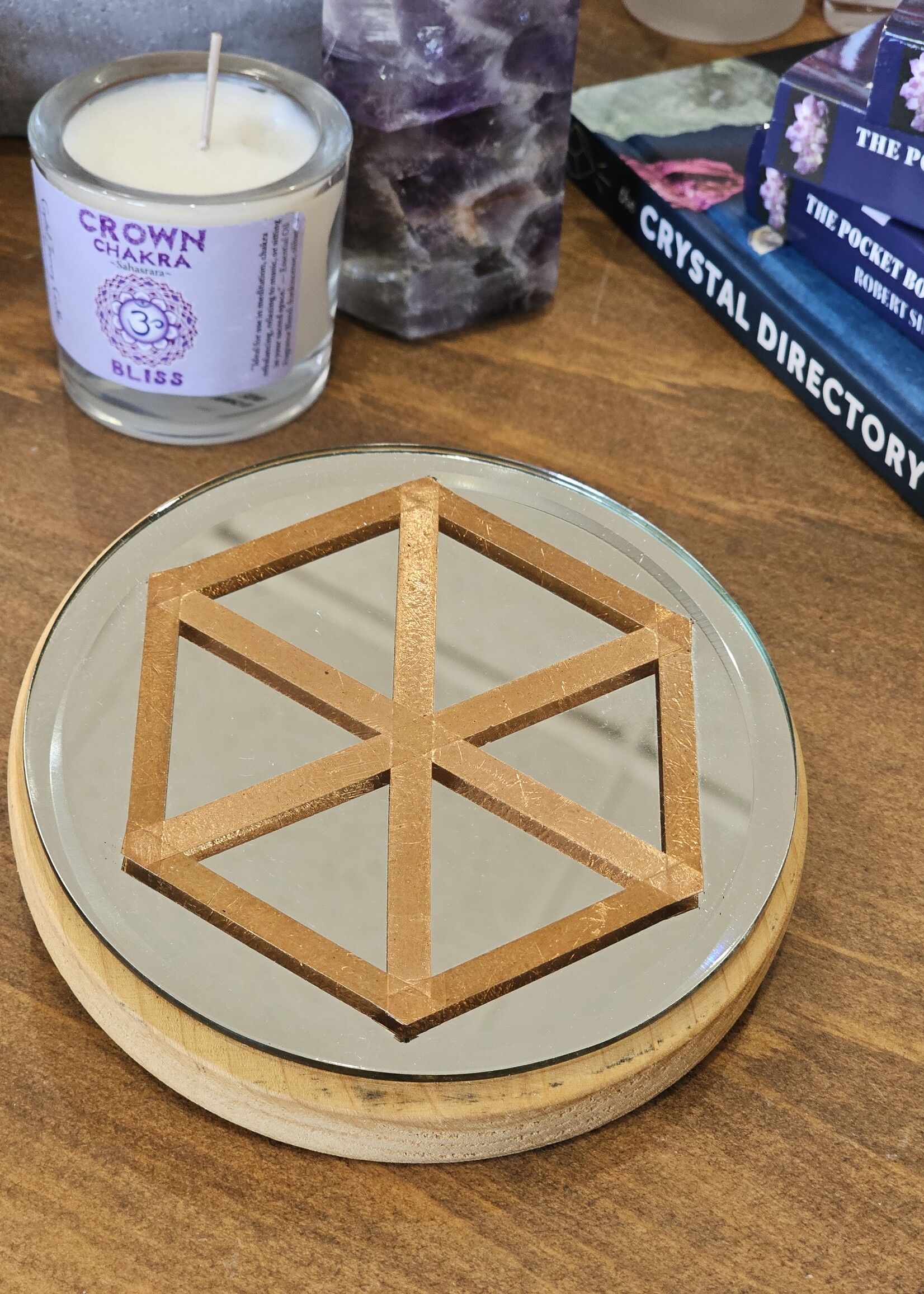 Seed of Life 5" Crystal Grid-On Wood Base