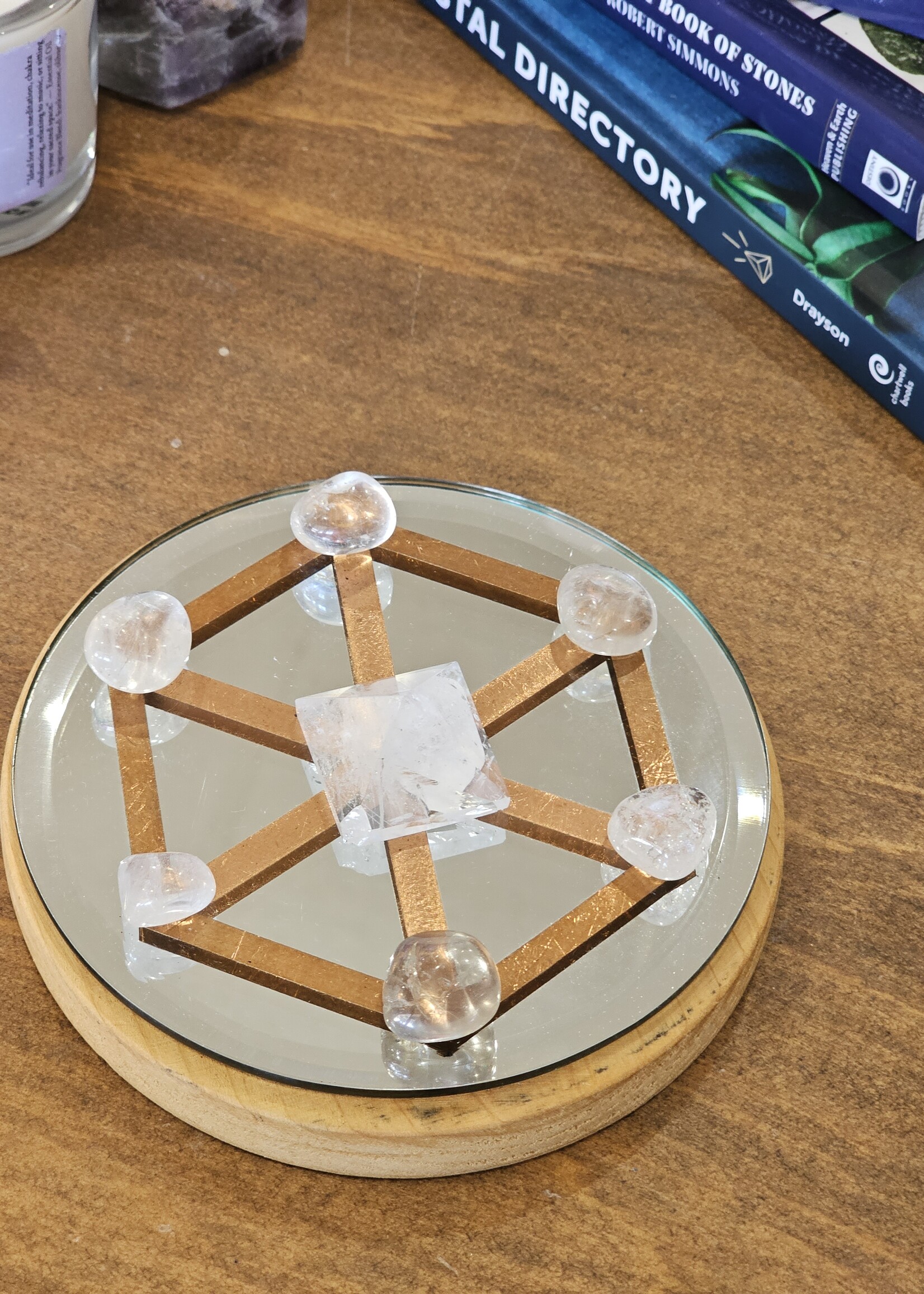 Seed of Life 5" Crystal Grid-On Wood Base