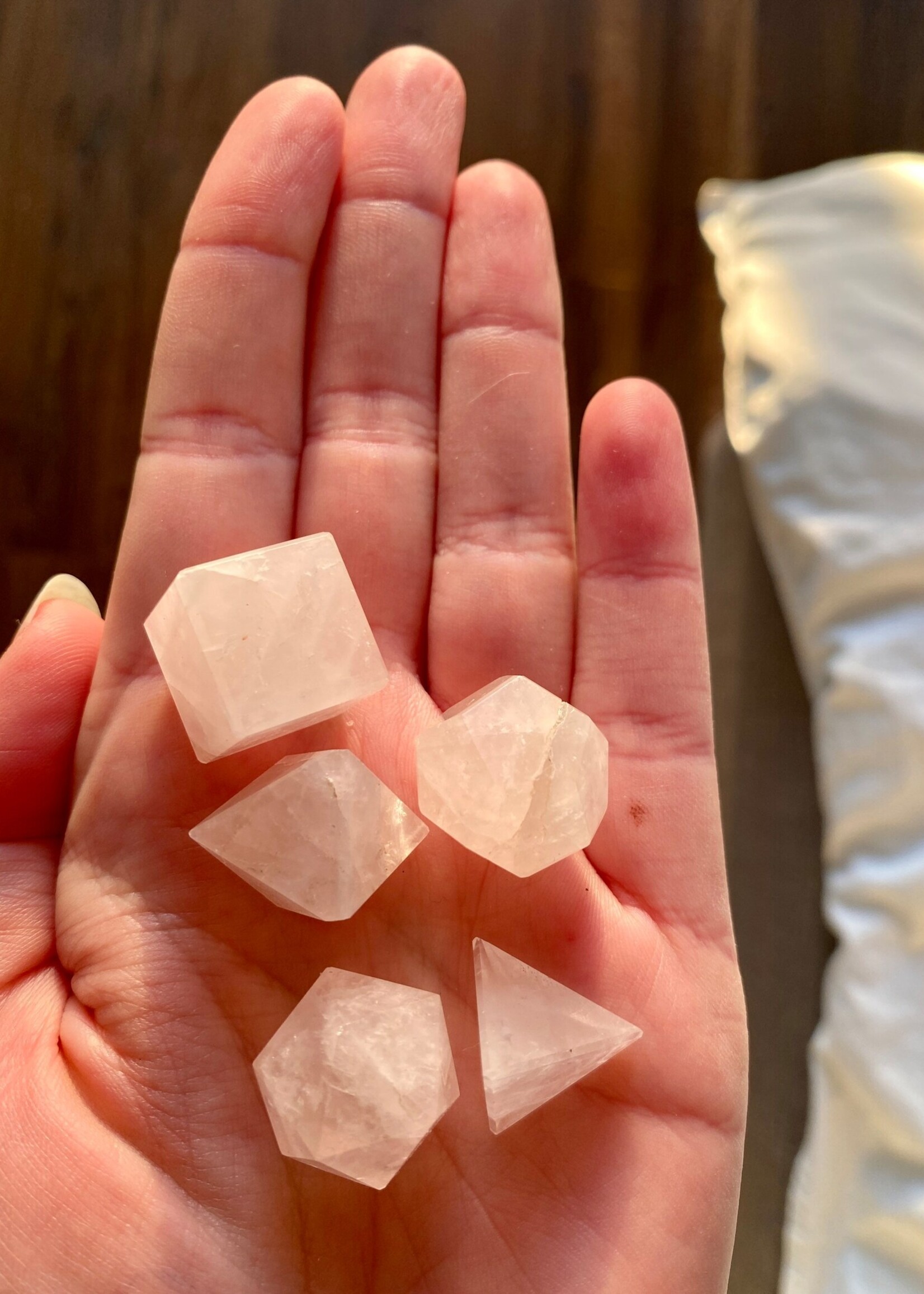 Rose Quartz Platonic Solid Set