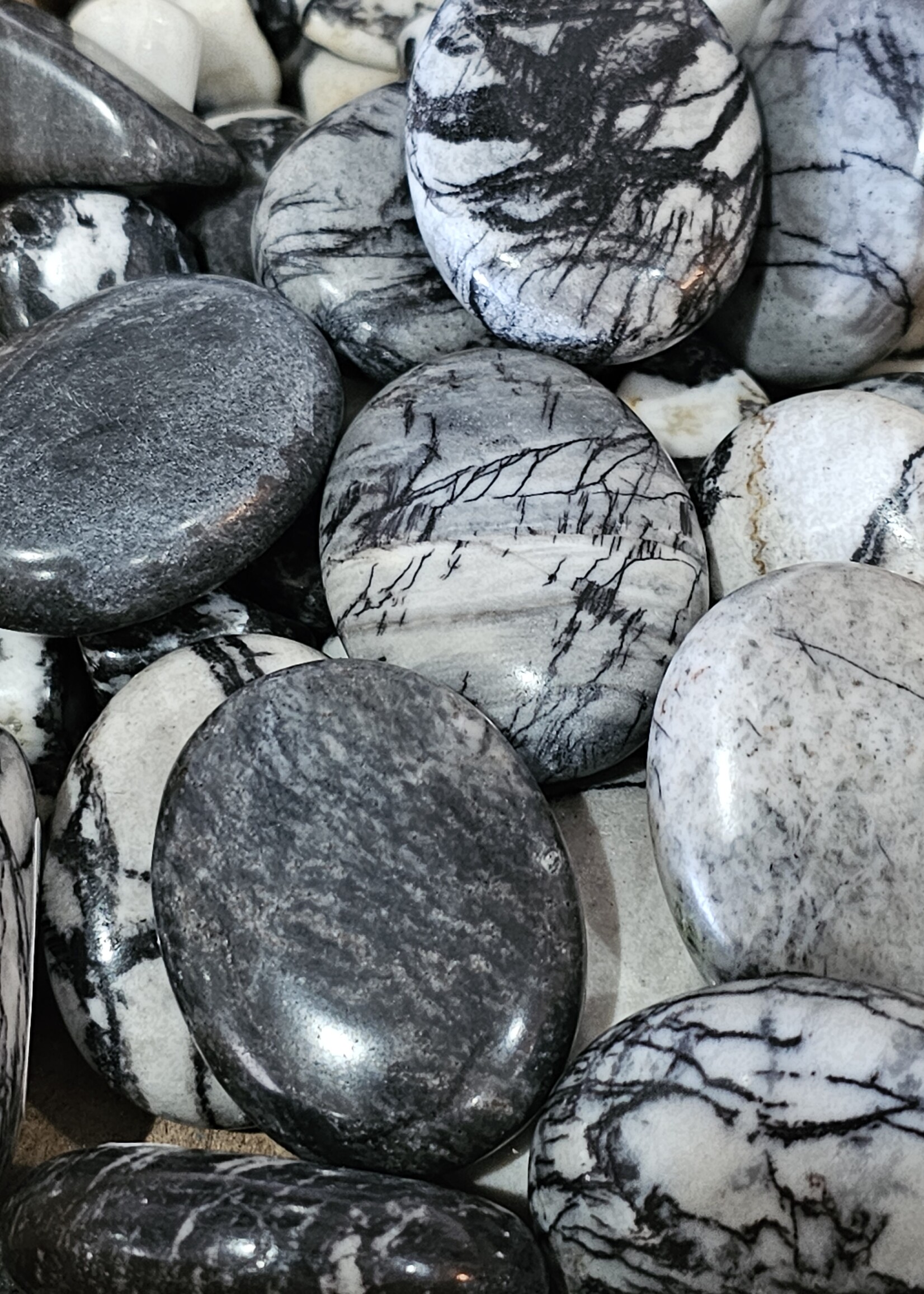 Zebra Jasper Palm Stone, Medium, 2x1.5x0.5 inch