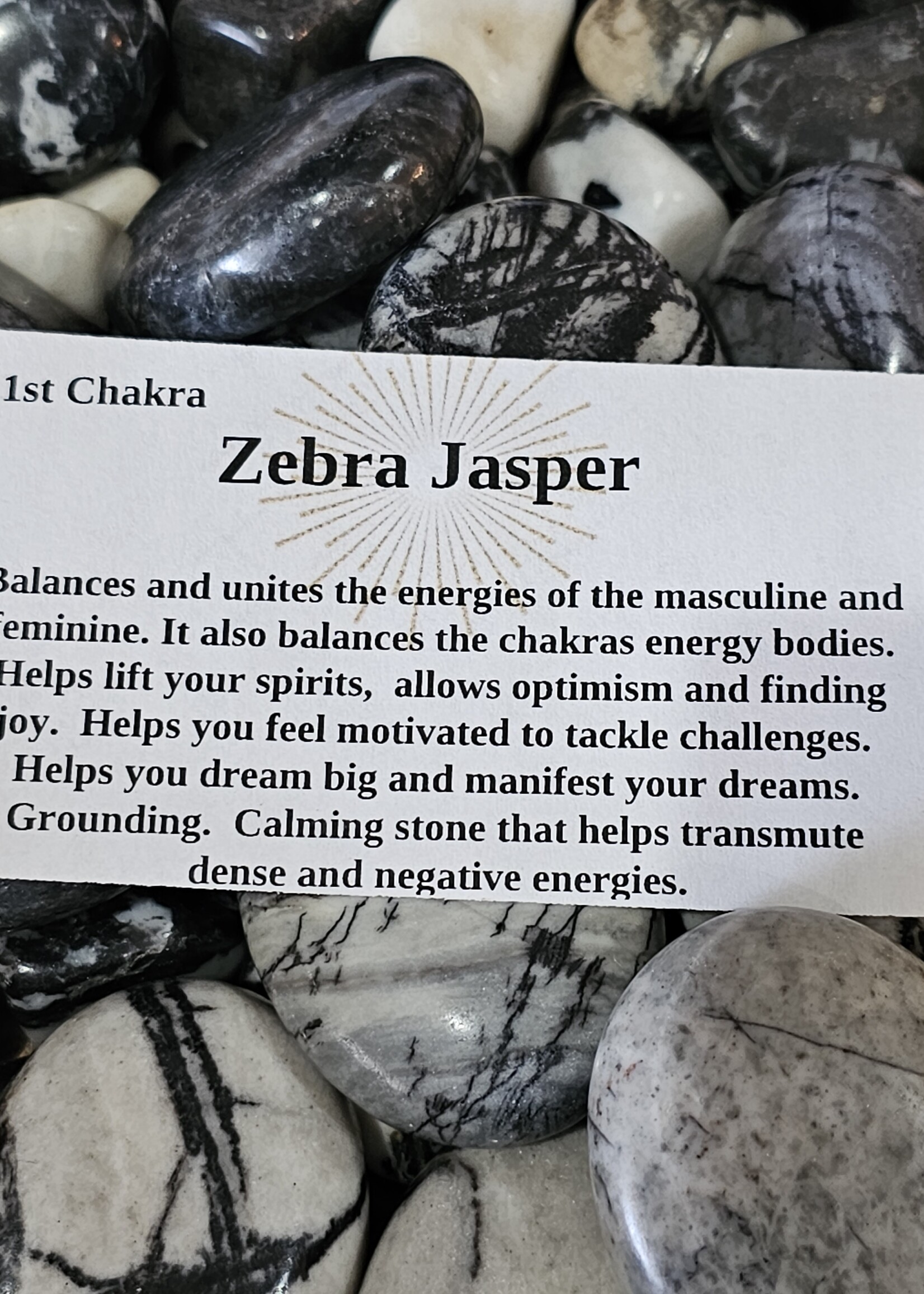 Zebra Jasper Palm Stone, Medium, 2x1.5x0.5 inch