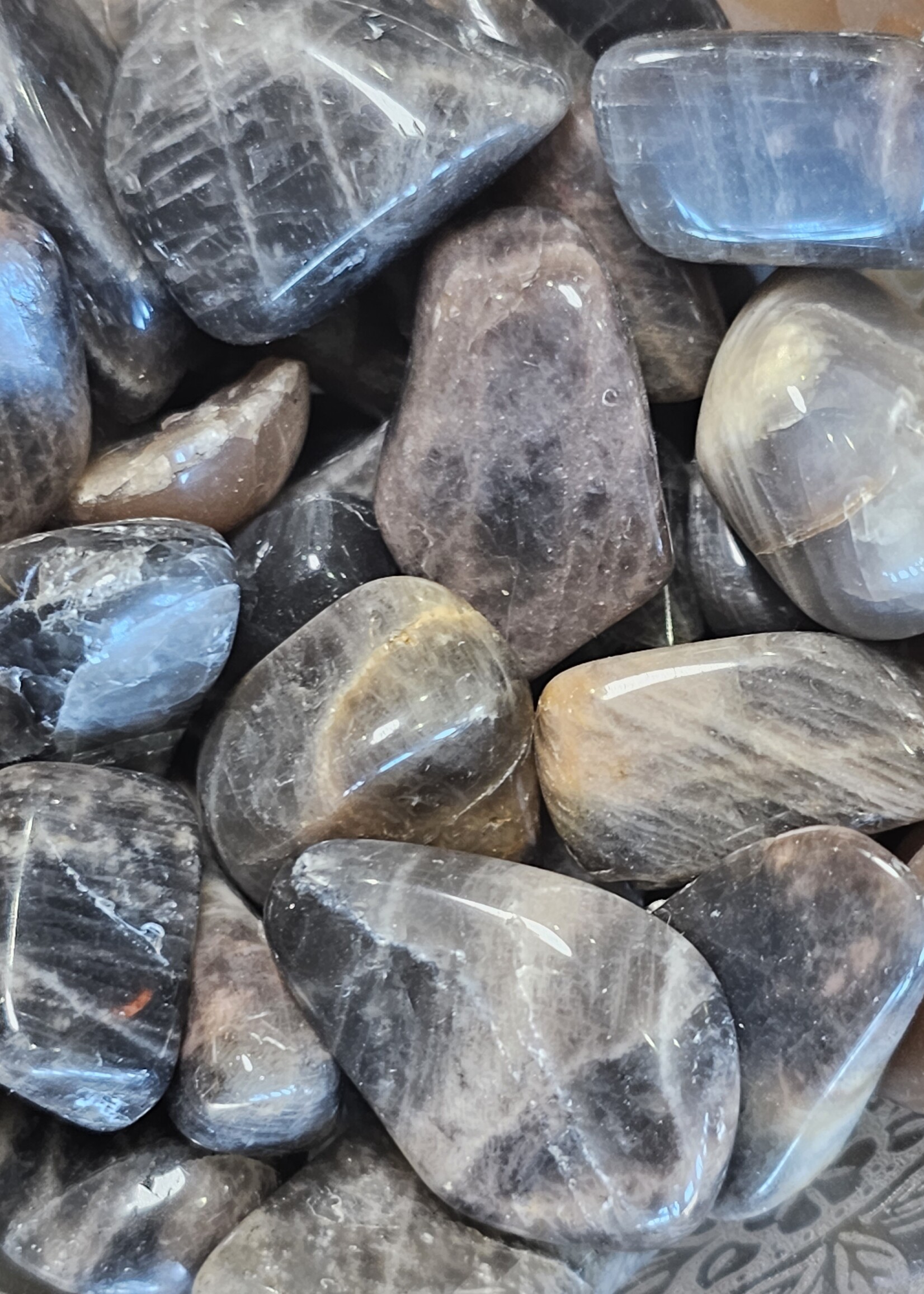 Black Moonstone Tumbled, Medium