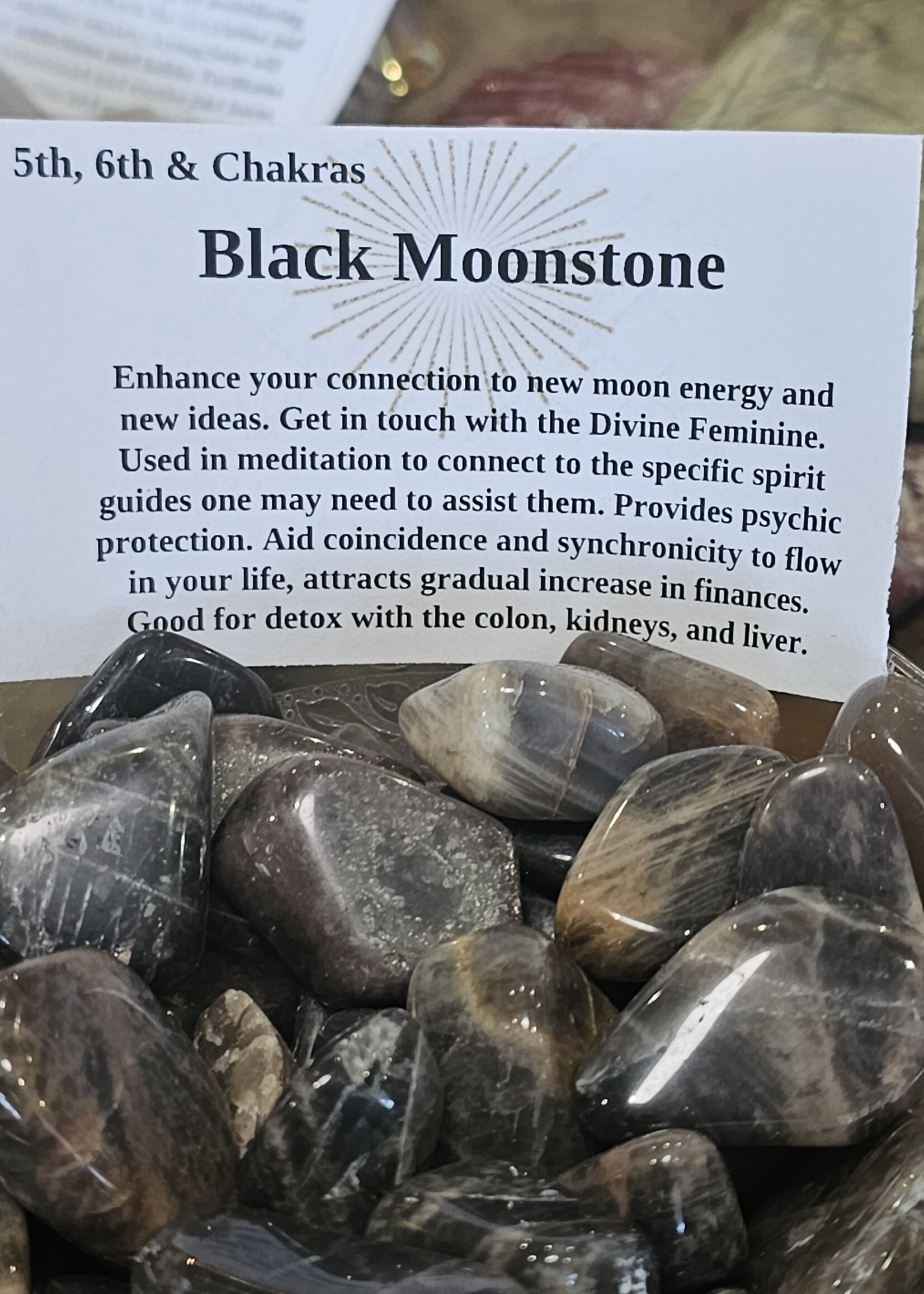 Black Moonstone Tumbled, Medium