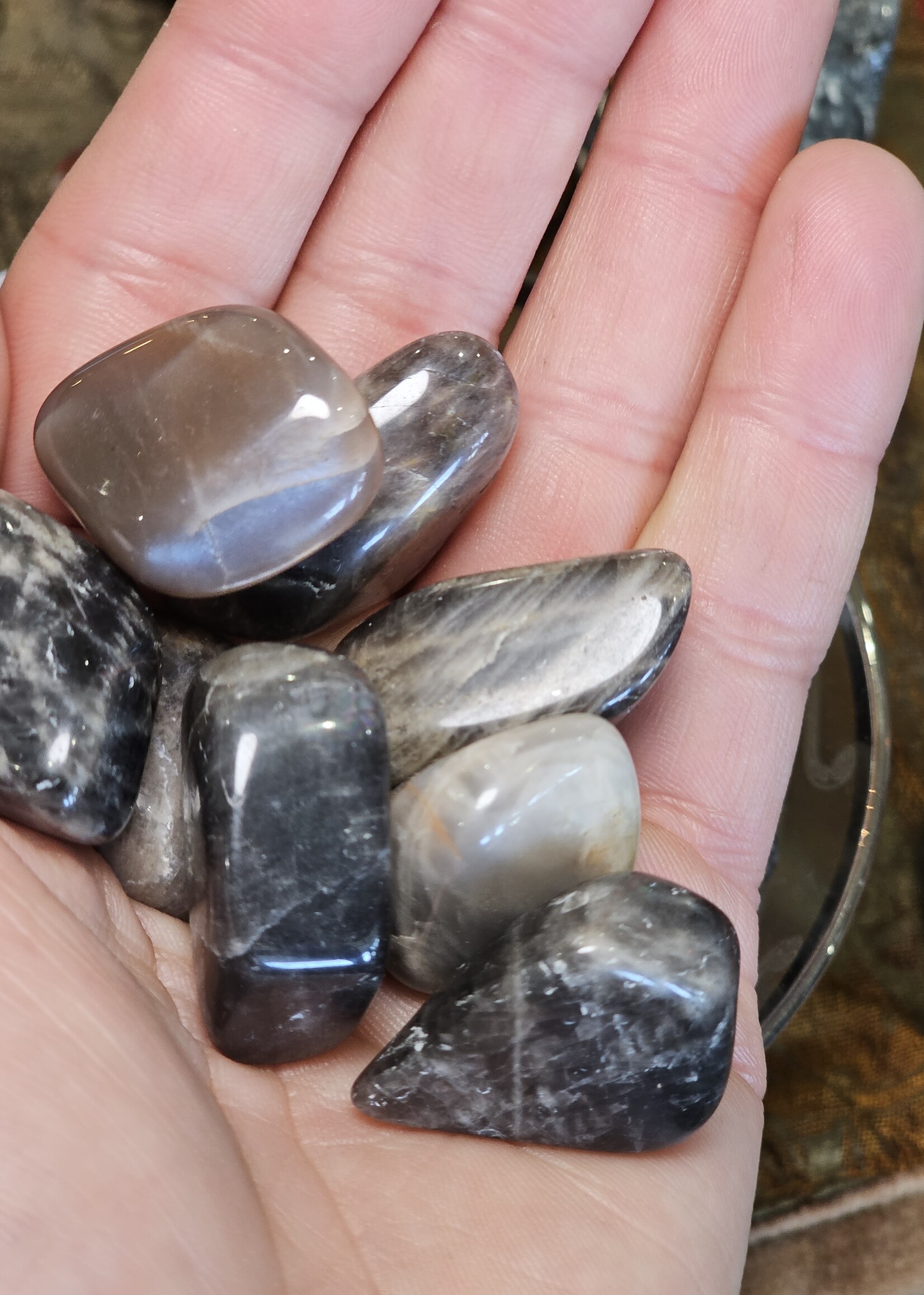 Black Moonstone Tumbled, Medium