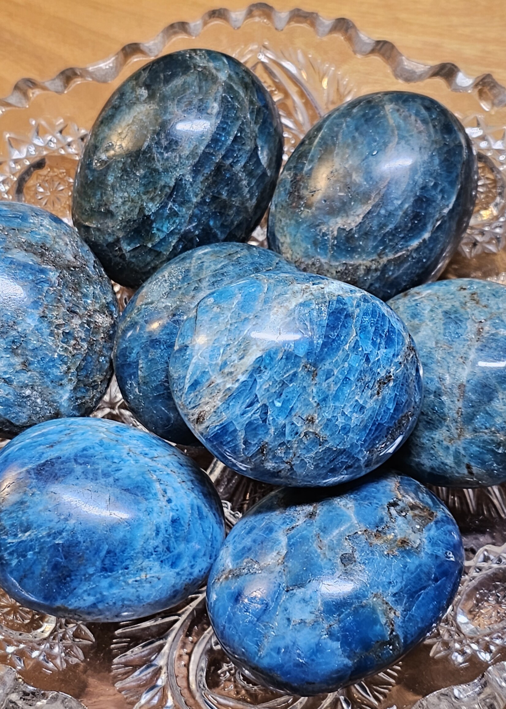 Blue Apatite Palm Stone 2x1.5x1 inch