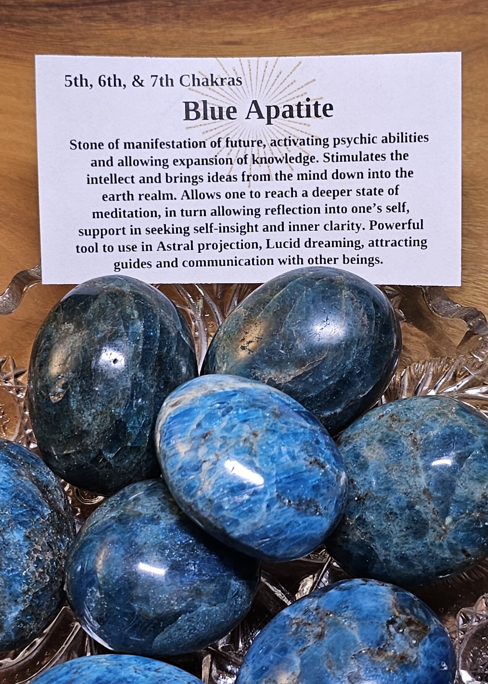 Blue Apatite Palm Stone 2x1.5x1 inch