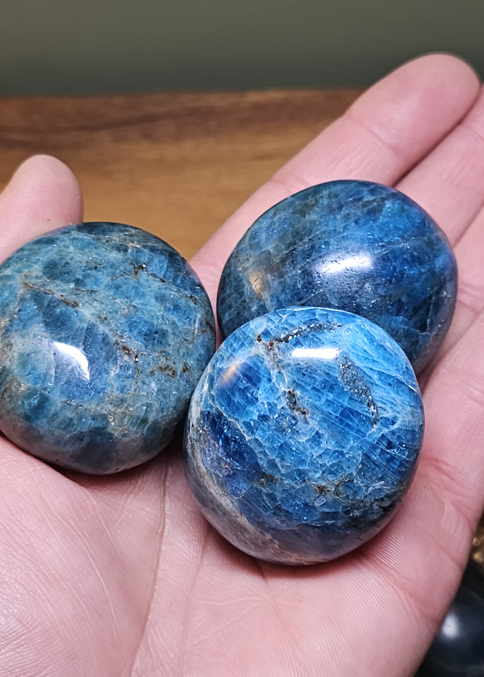Blue Apatite Palm Stone 2x1.5x1 inch