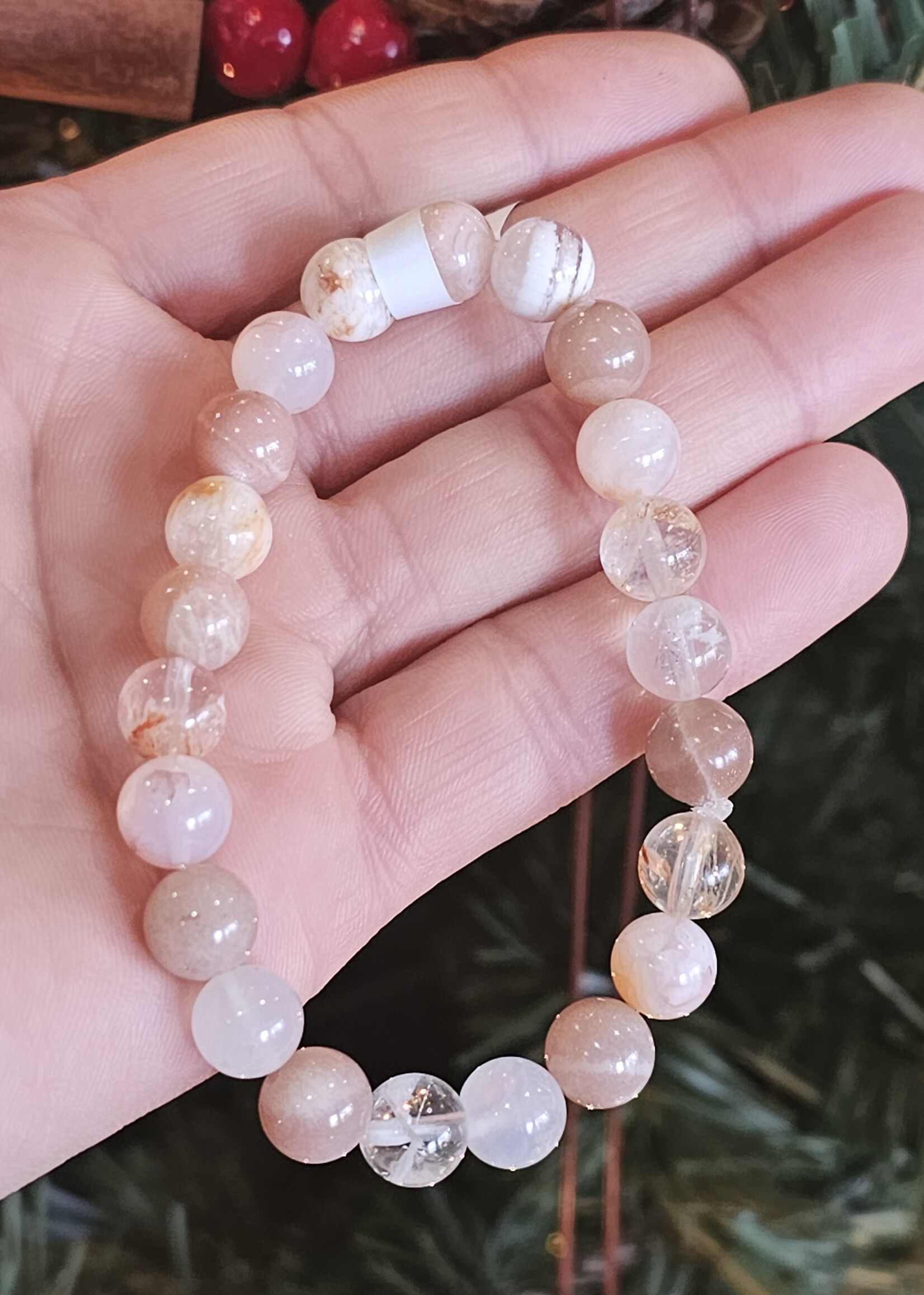 Manifesting Magnifier: Sunstone, Moonstone, Phantom Quartz 8mm Bracelet