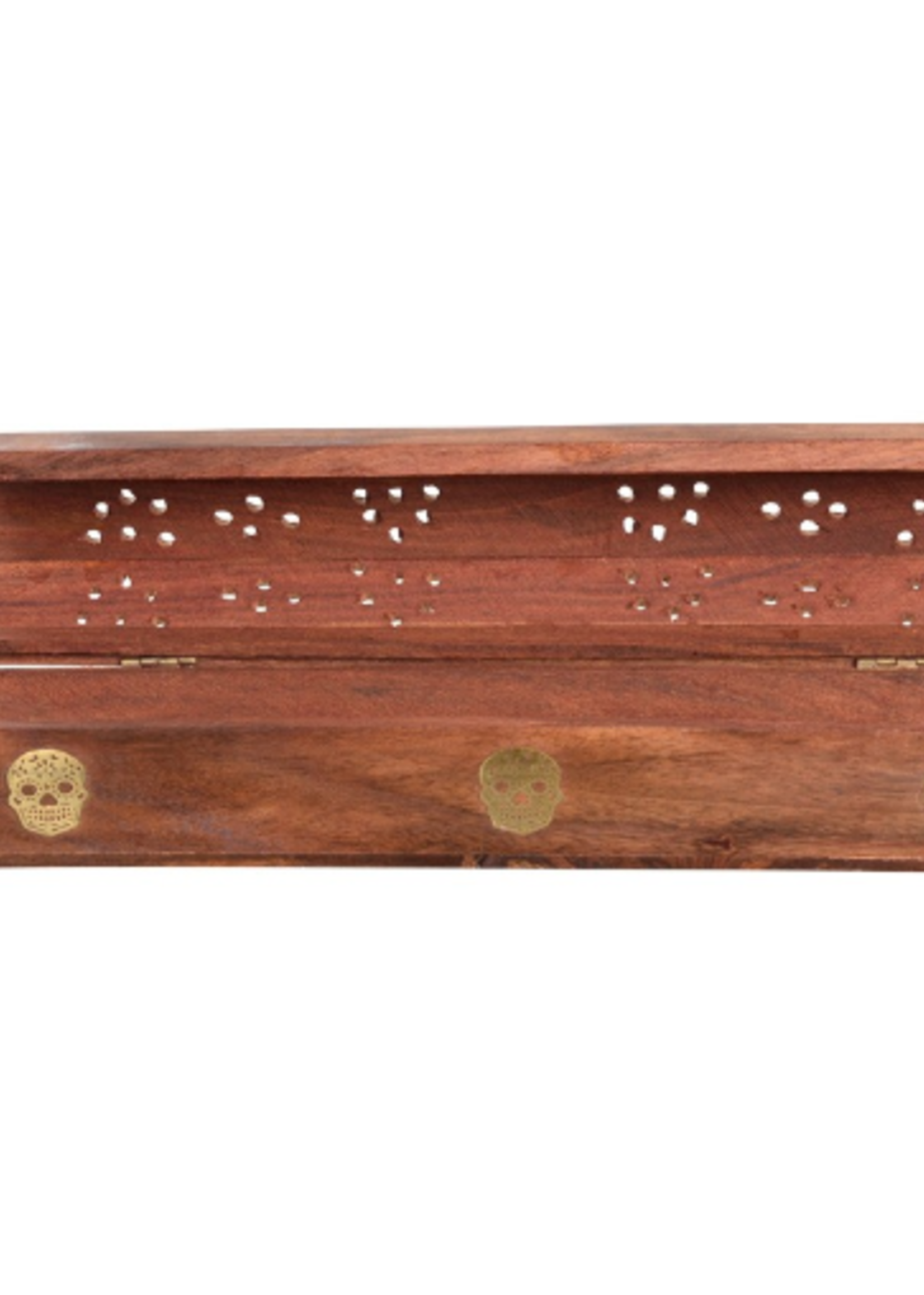 Sugar Skull- Wooden Incense Stick & Cone Burner Box 12"