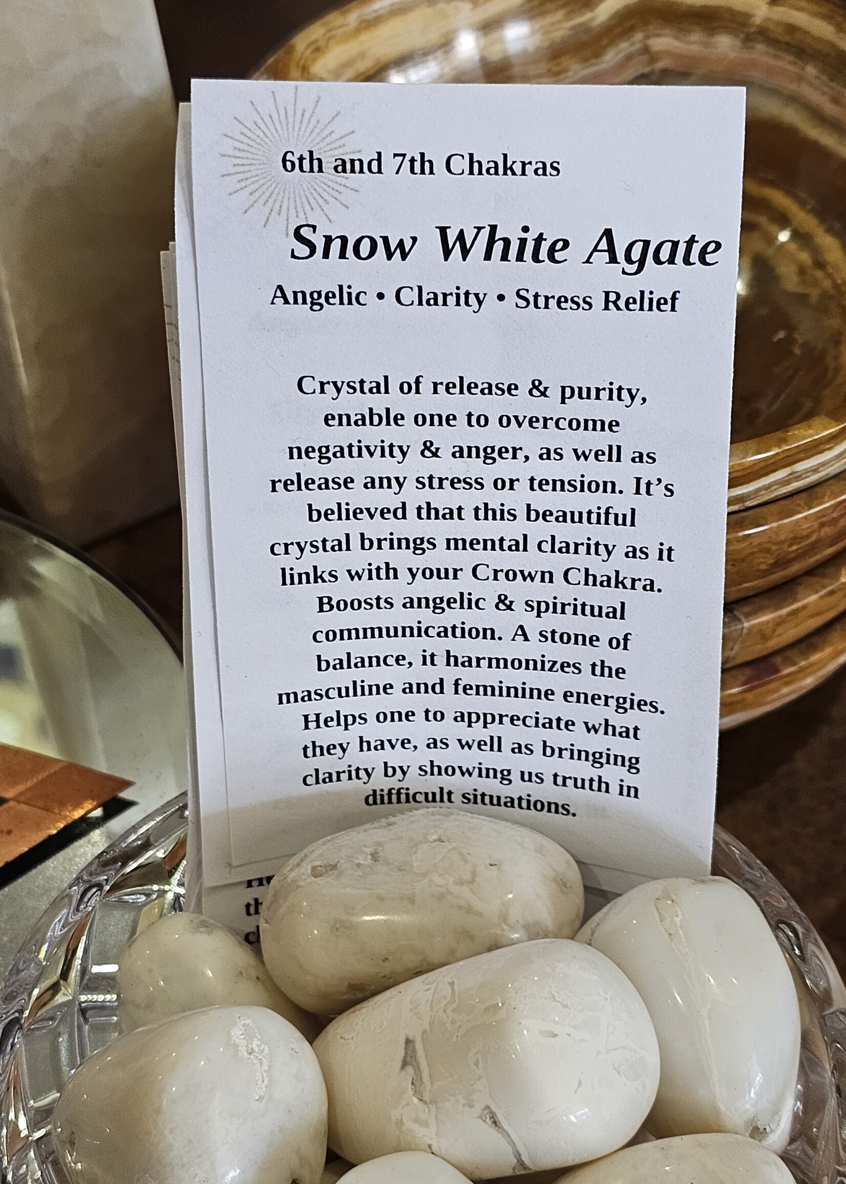 Snow White Agate Tumbled, Large: Indonesian