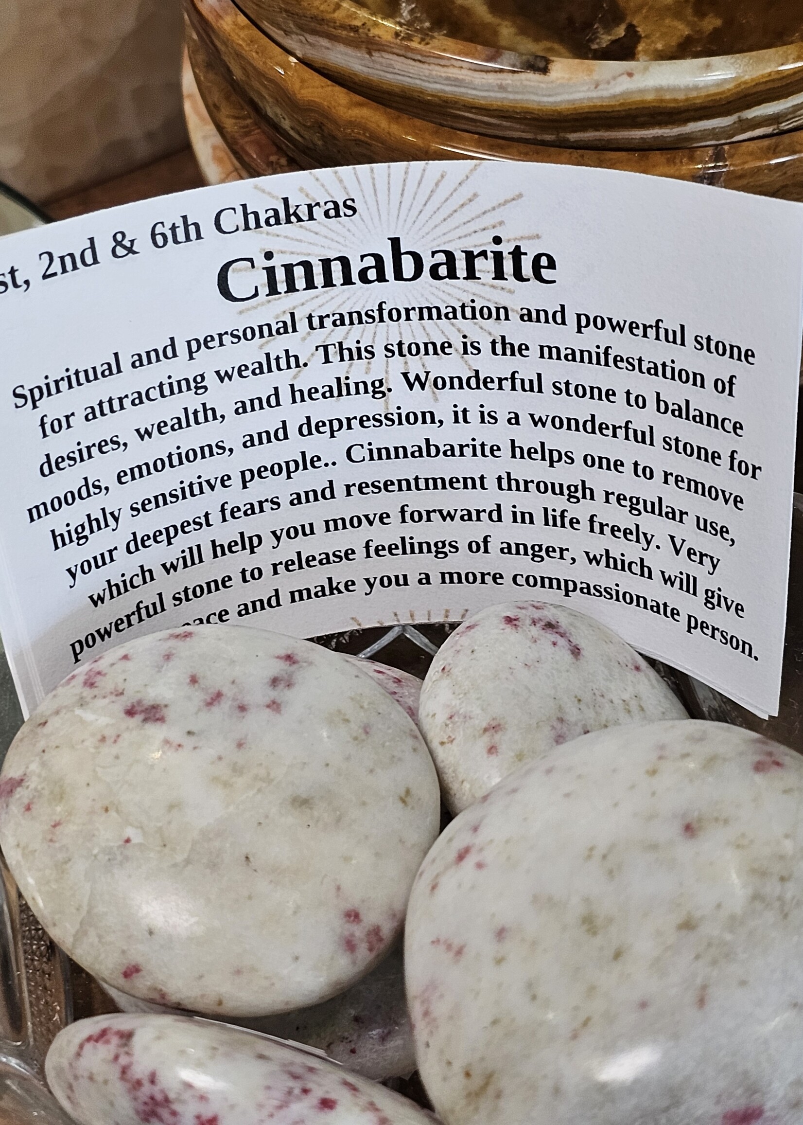 Cinnabarite Palm Stone 3x2"