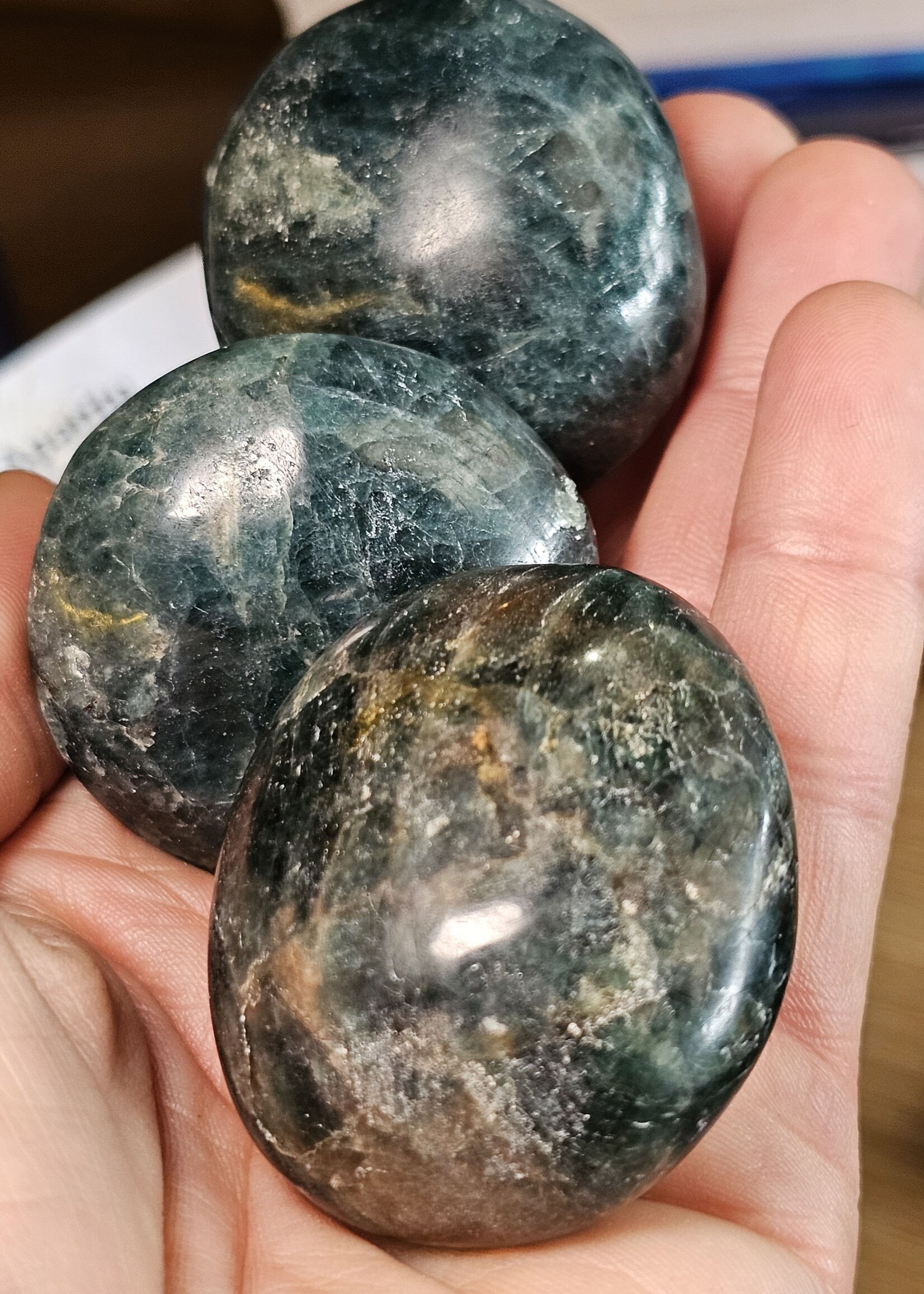 Green Apatite Palm Stone