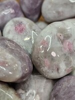 Pink Tourmaline w/Lepidolite & Quartz Tumbled: China
