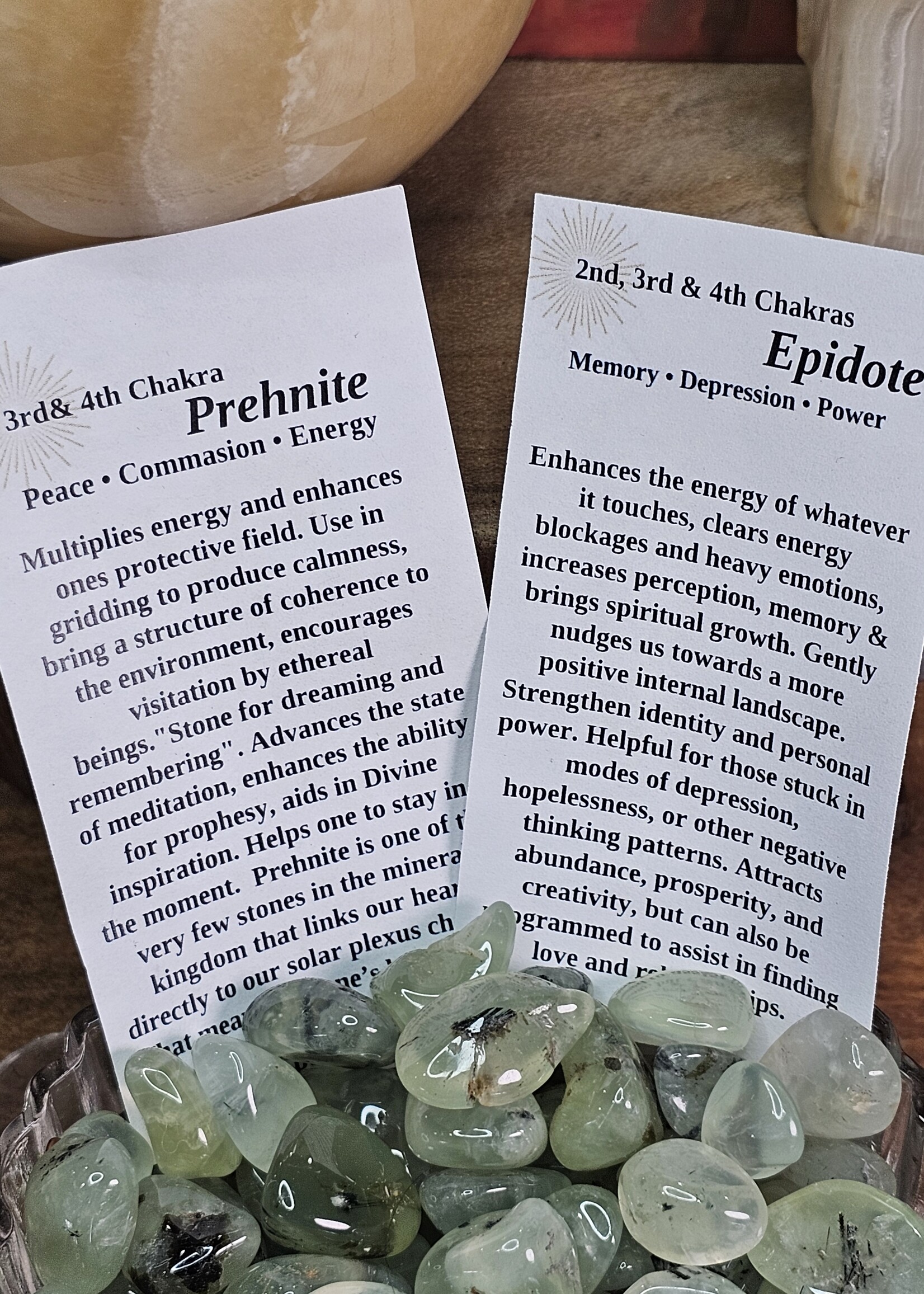 Epidote Included Prehnite Tumbled