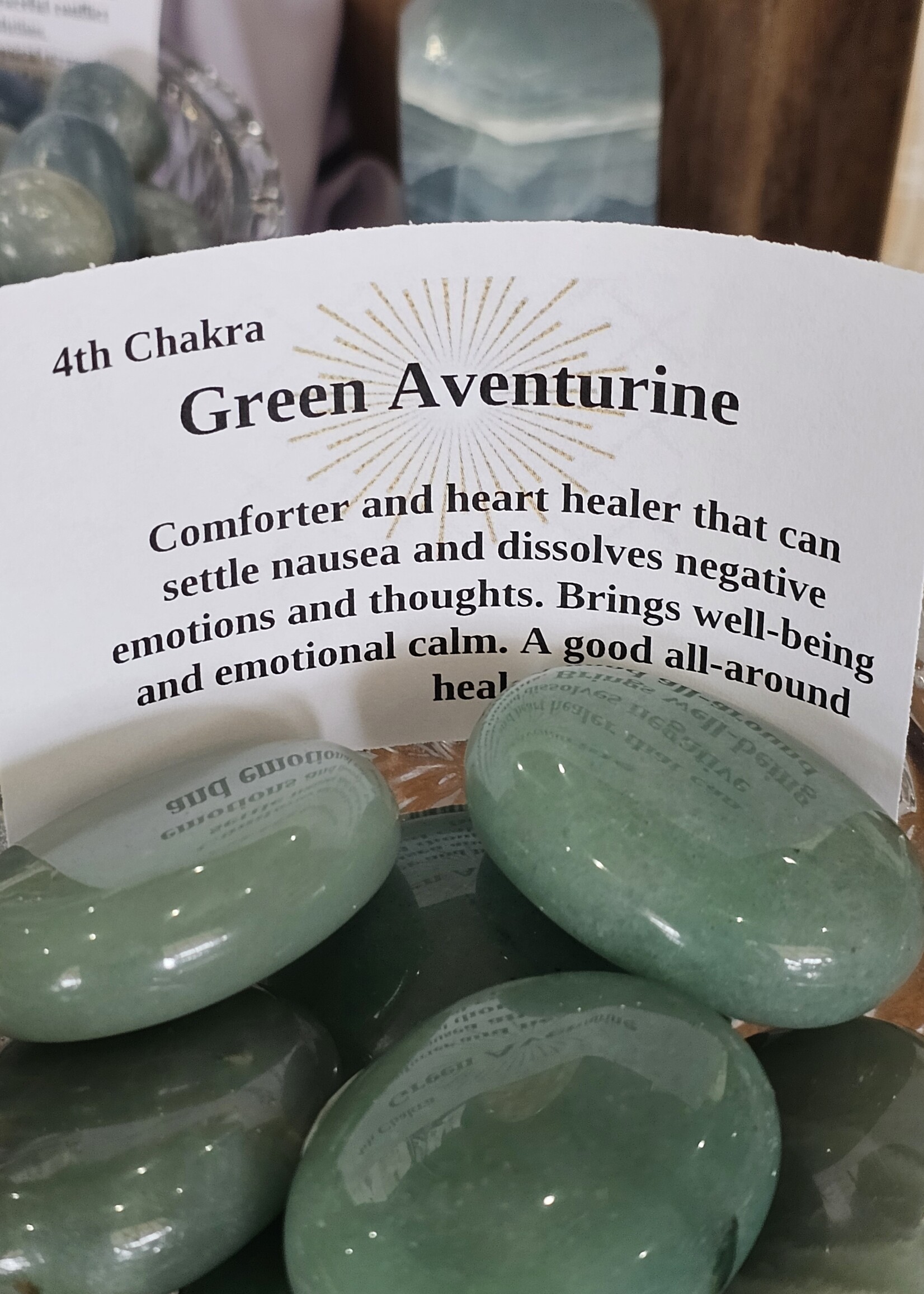 Green Aventurine Palm Stone, Medium 1.5" x 2"