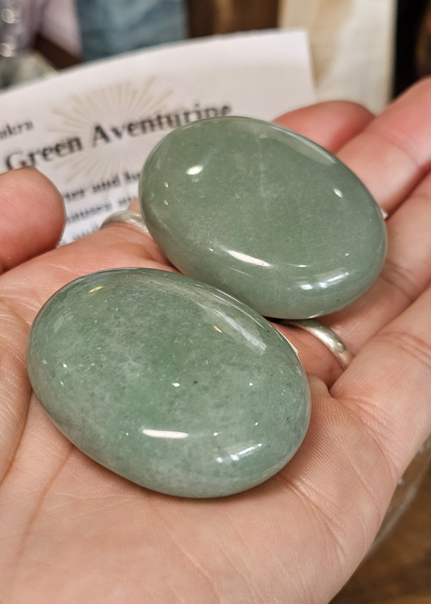 Green Aventurine Palm Stone, Medium 1.5" x 2"