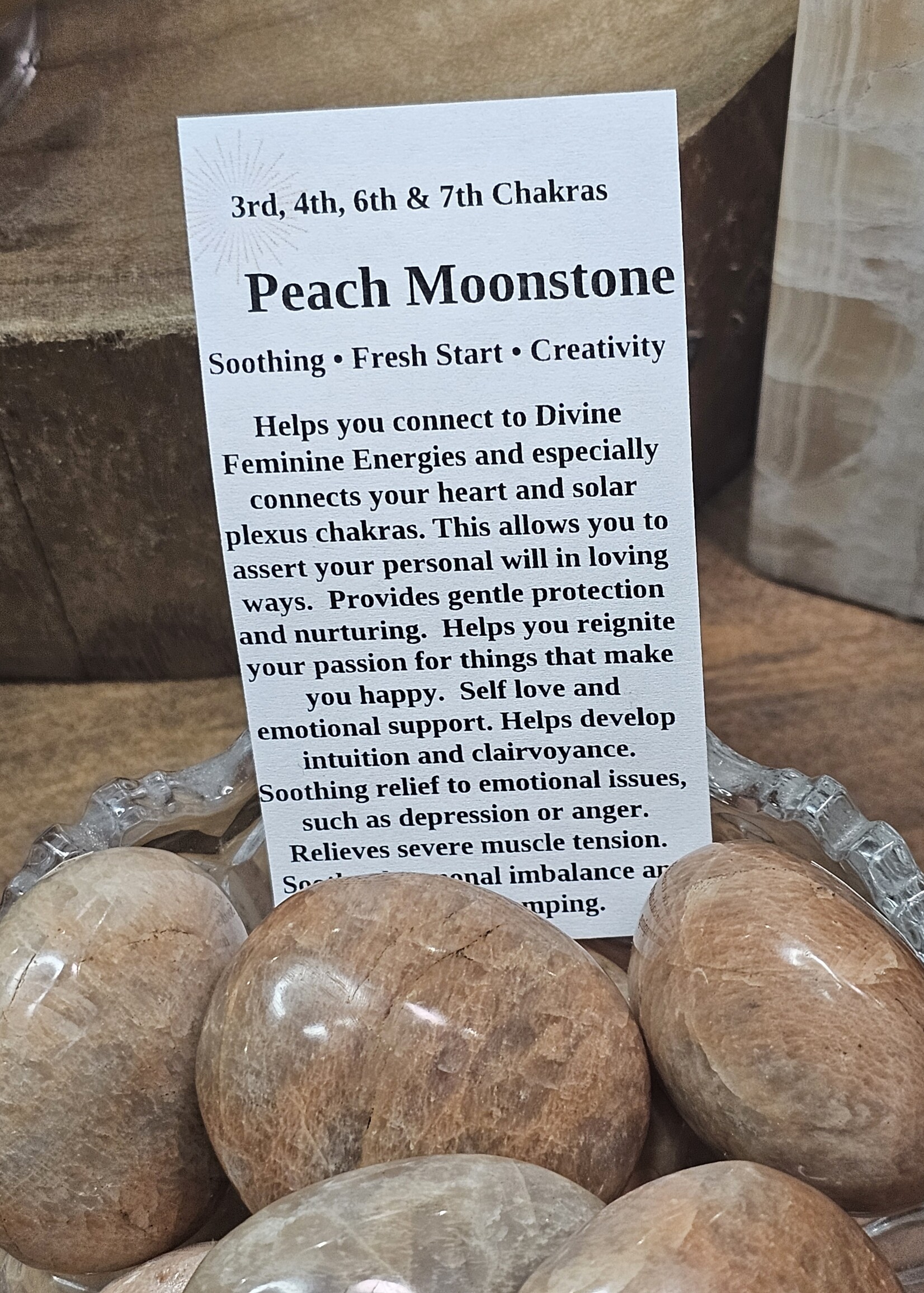 Peach Moonstone Palm Small 1.5x1.5x0.5 inch