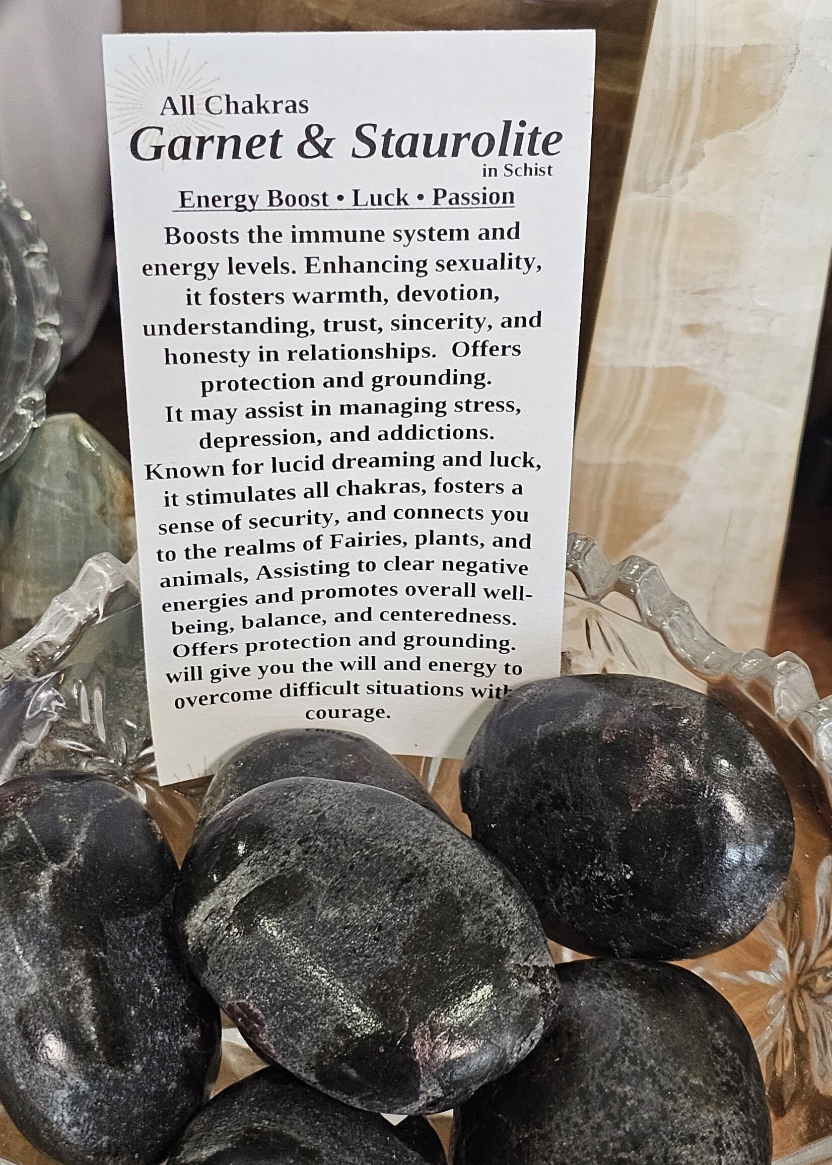 Garnet & Staurolite Matrix Palm Stone SM