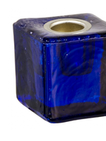 Mini Glass Spell Candle Holder Cube Cobalt