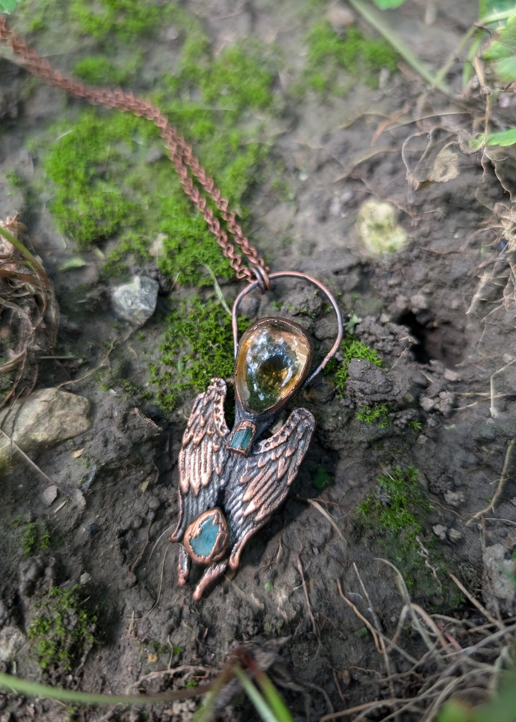 Citrine & Emerald Angel Wings Necklace DVK