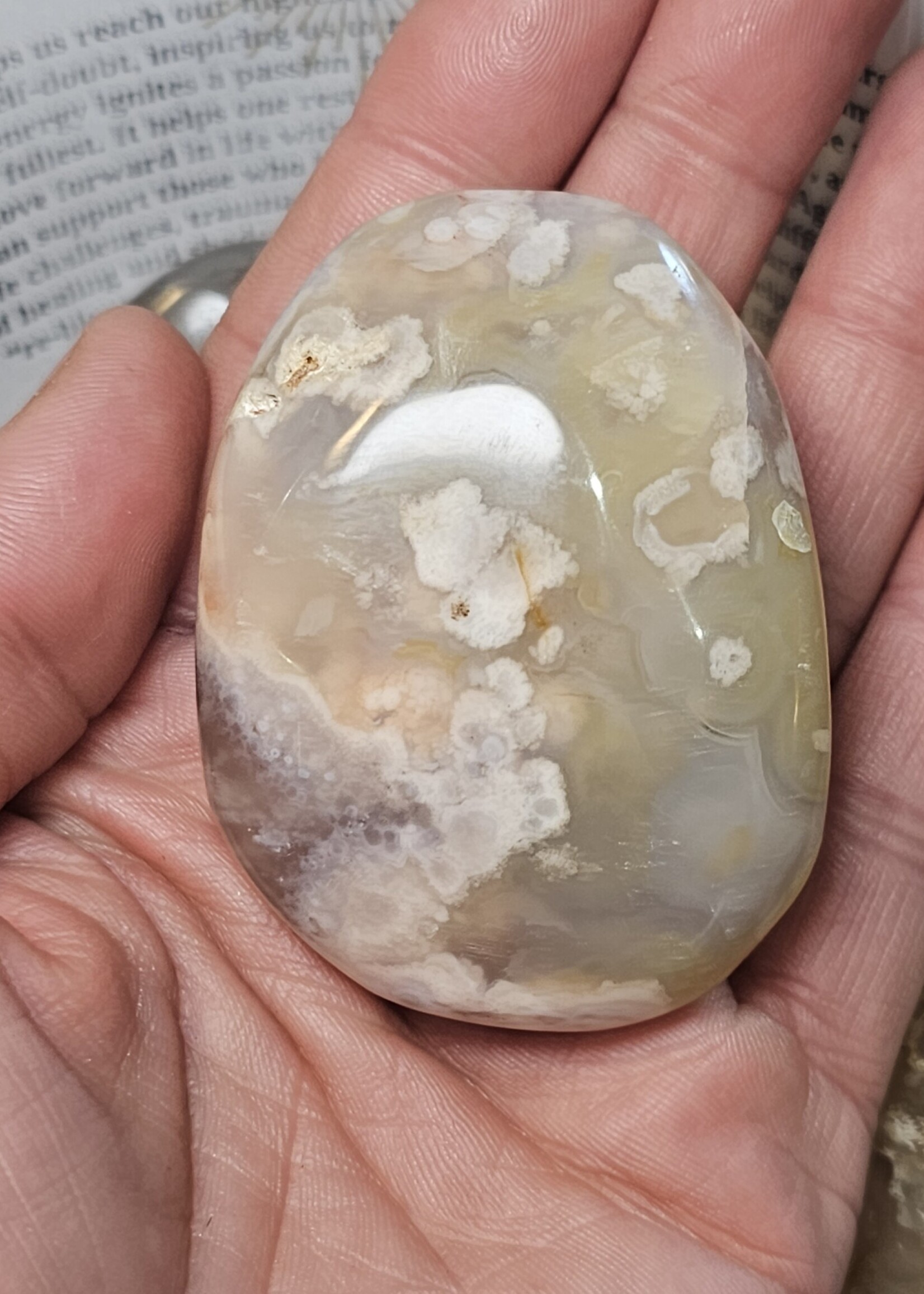 Flower Agate Palm Stone