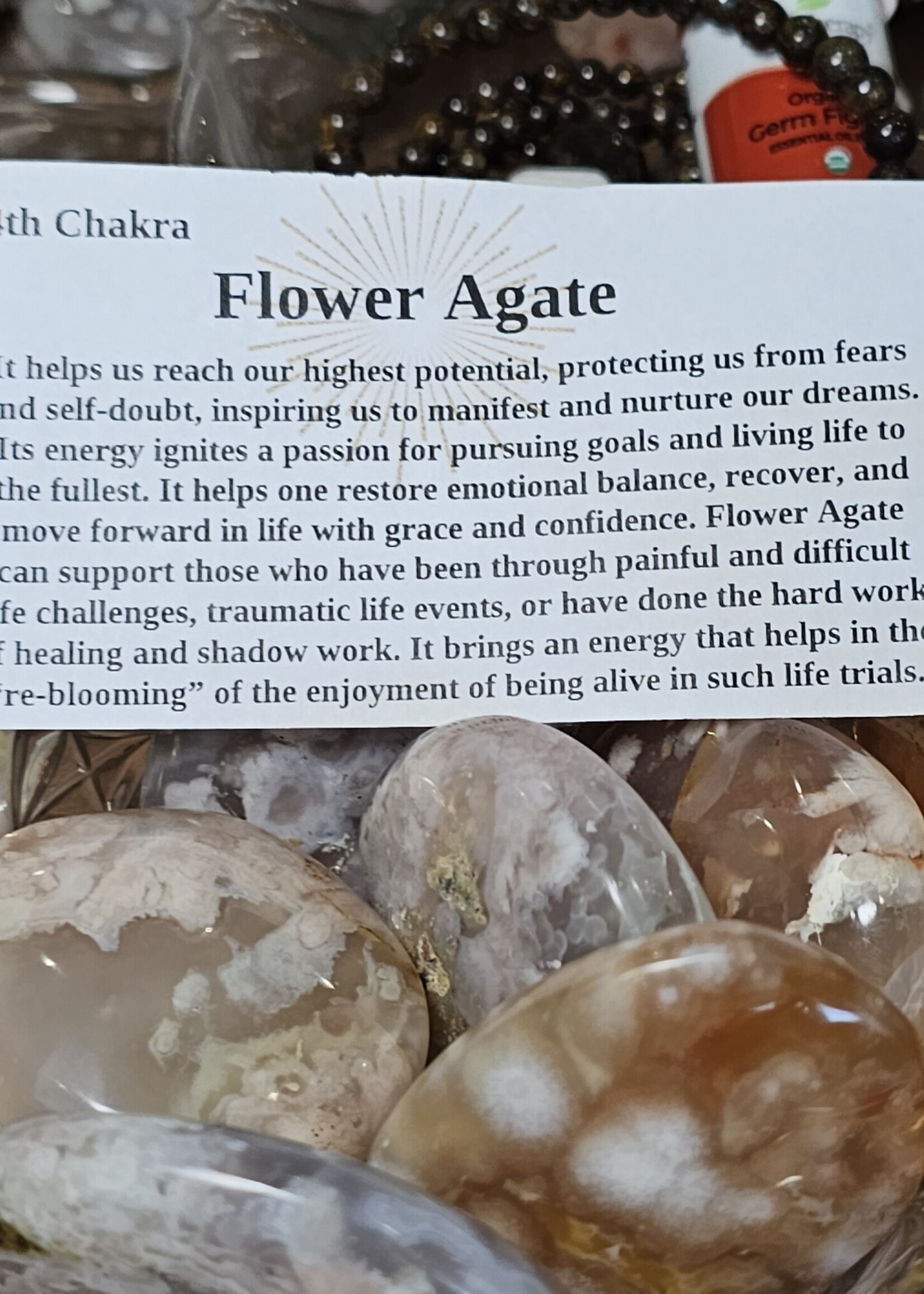 Flower Agate Palm Stone