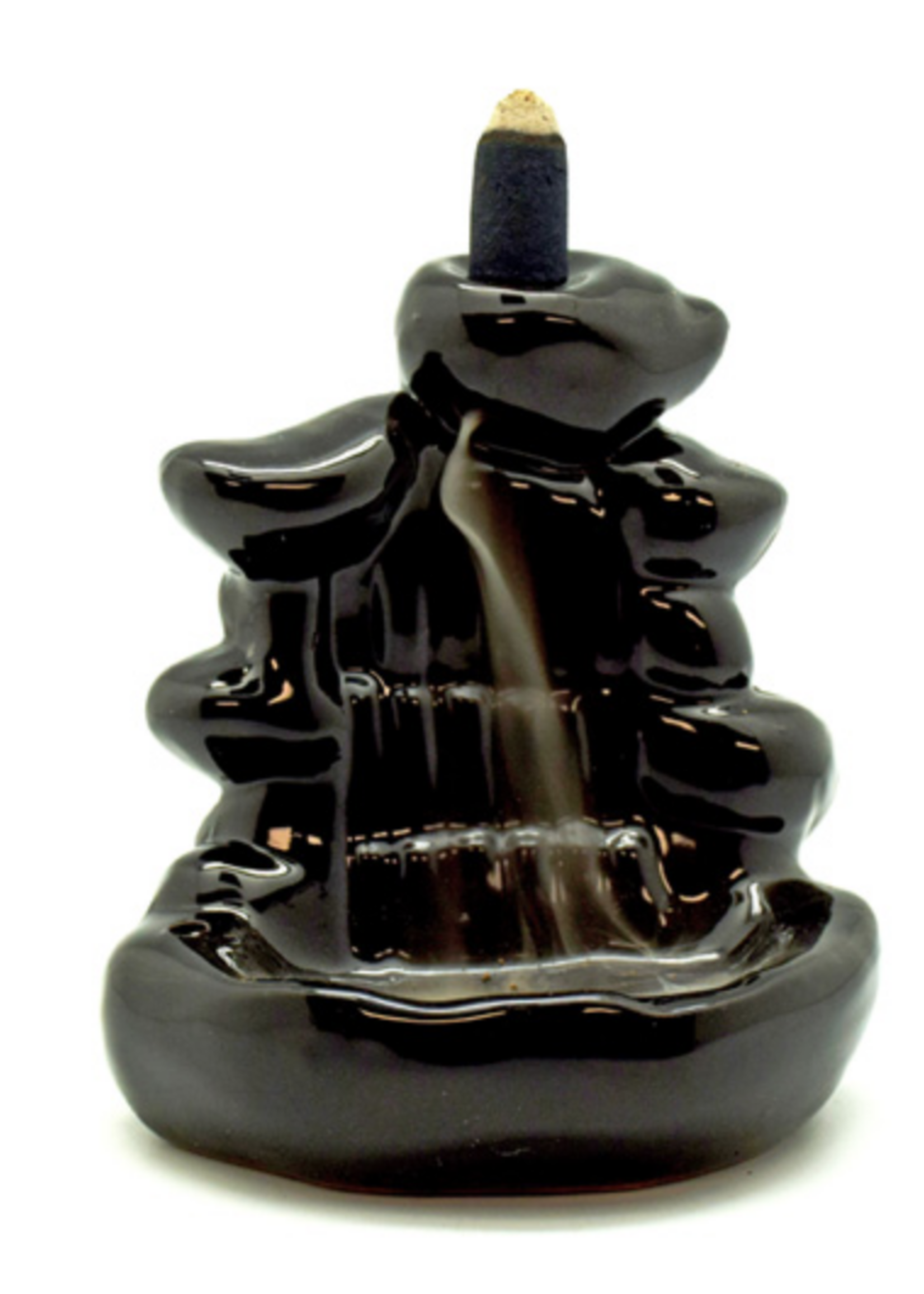 Flowing Steps Ceramic Backflow Burner, Black 4.5x4"
