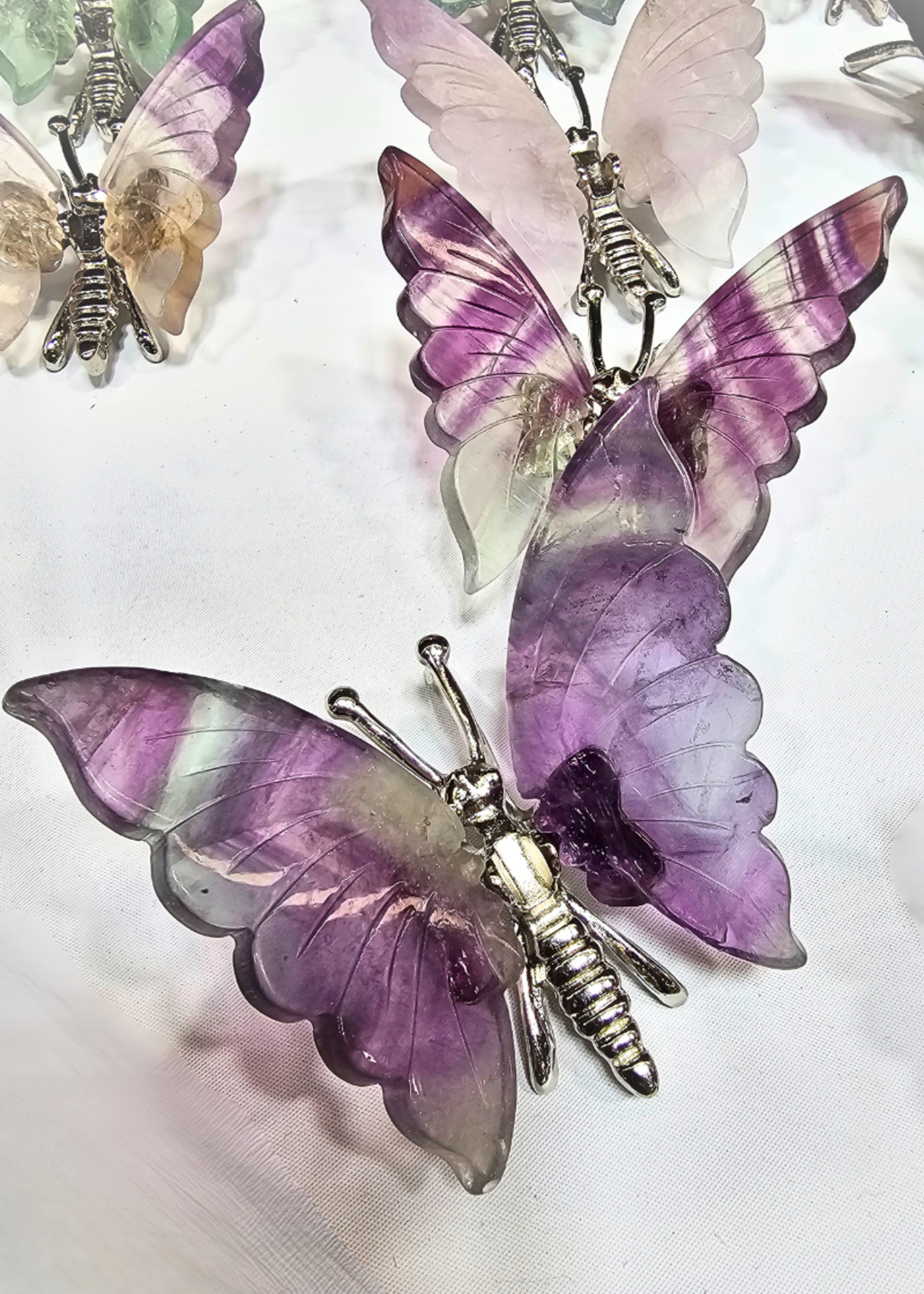 Rainbow Fluorite Butterfly 3.5"
